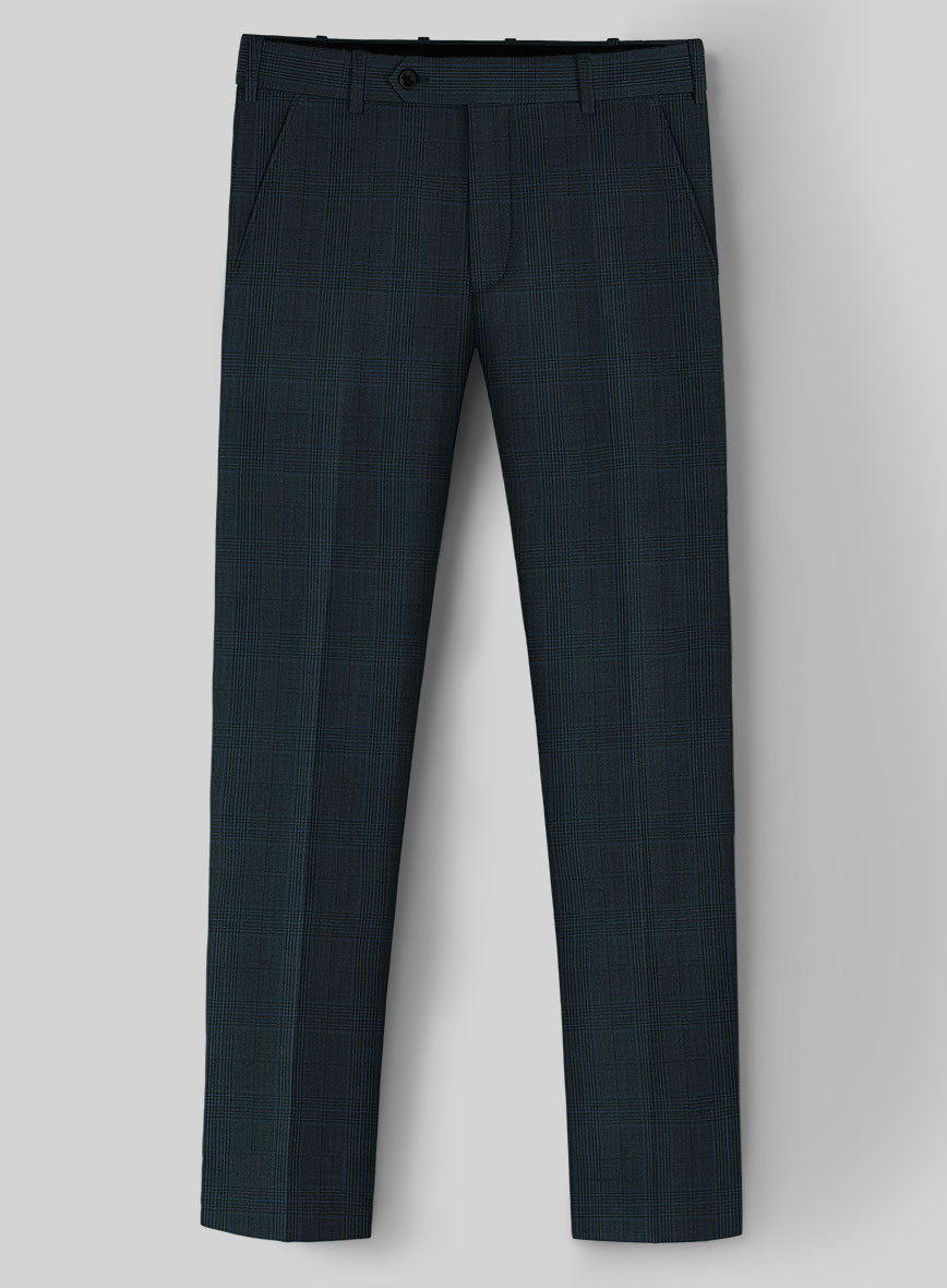 StudioSuits Napolean Xina Tartan Teal Blue Wool Pants