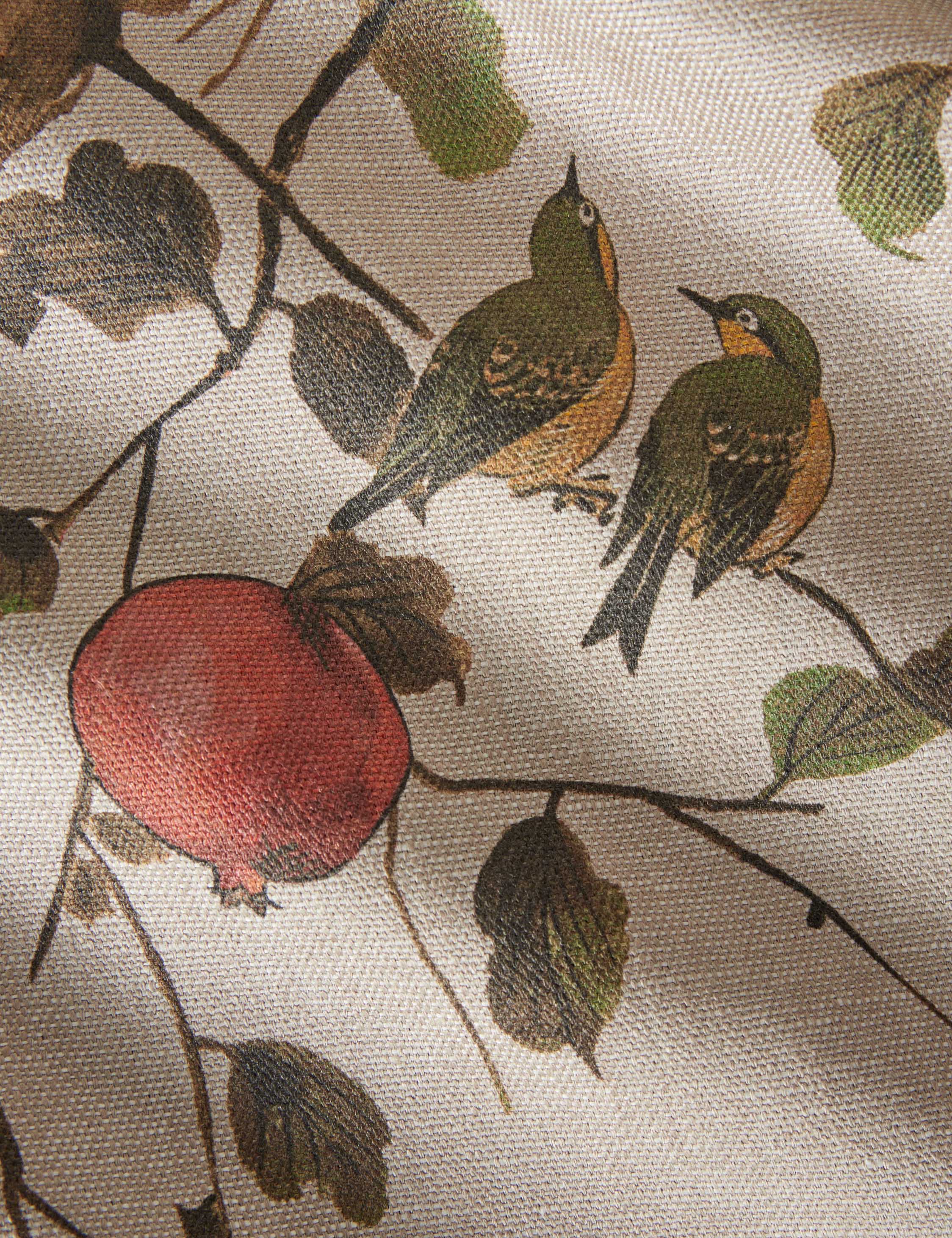 Lulu and Georgia Pomegranate Birds Flax Linen Fabric by Nathan Turner - view 3