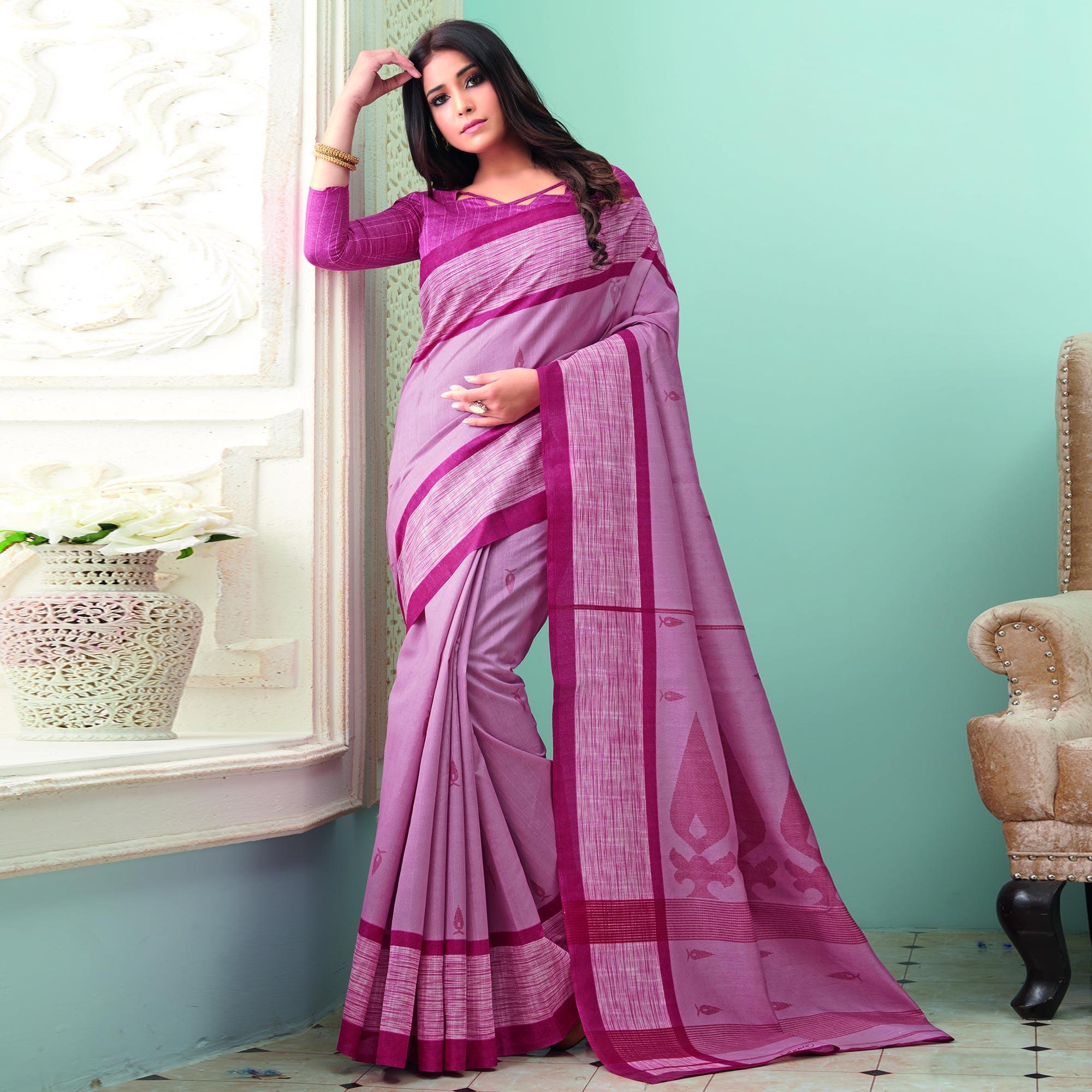 Peachmode Mesmerising Pink Colored Casual Wear Printed Bhagalpuri Saree