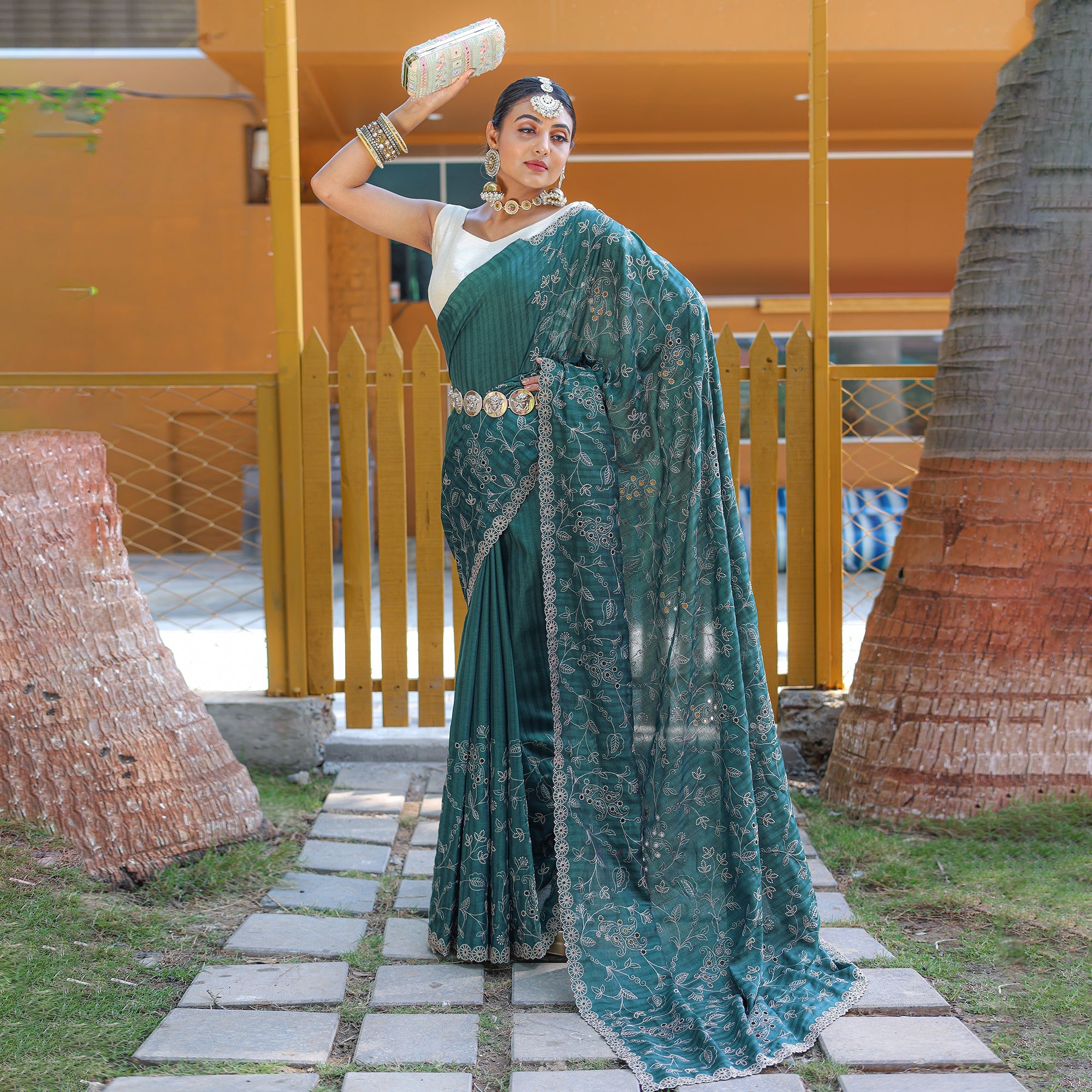 TASARIKA COUTURE Aaisha Green Soft Silk Handwork Saree - view 2