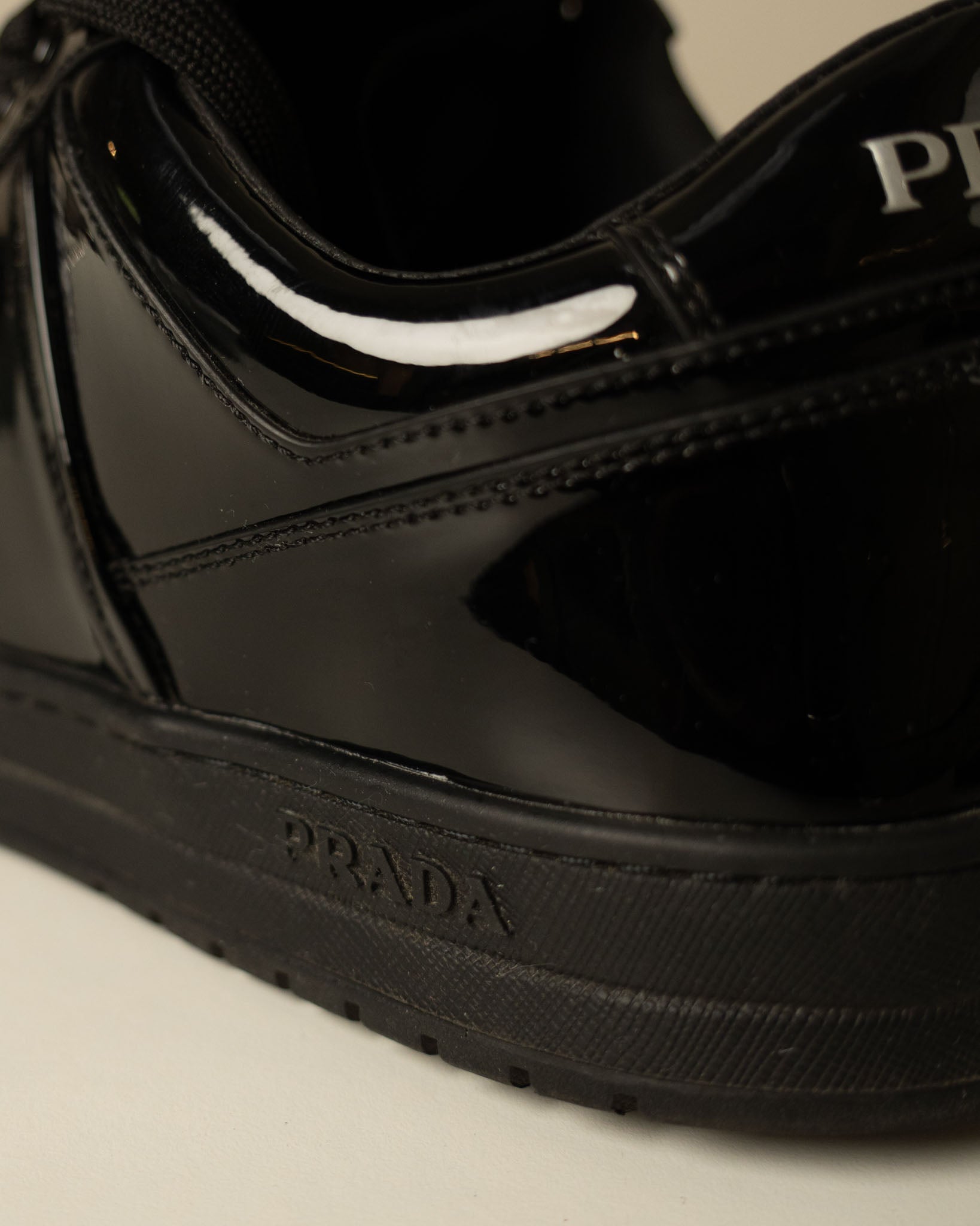 Prada Downtown Leather 'Black Patent' Sneakers - view 6