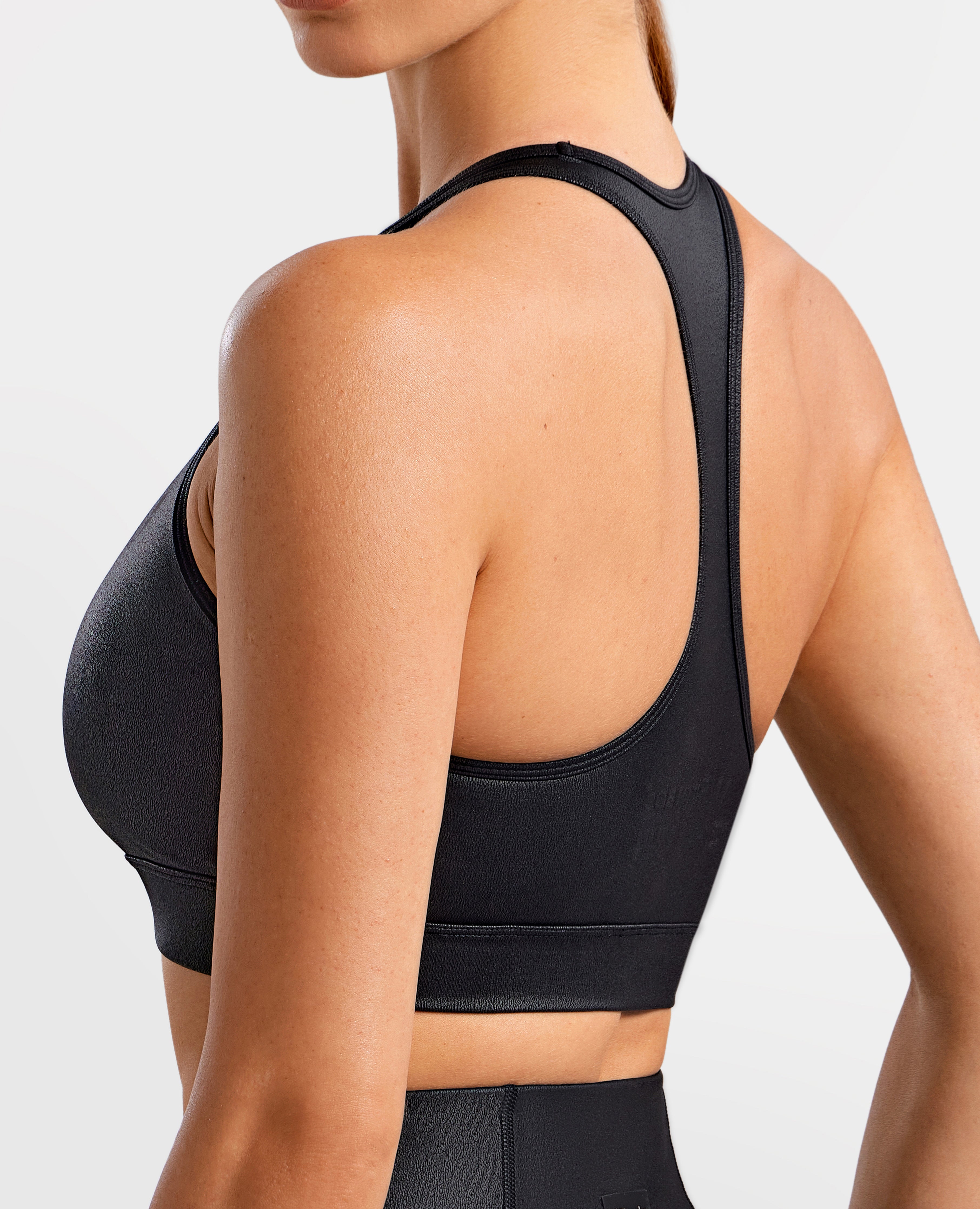 FIRM ABS Faux Leather Active Bra - Black - view 9