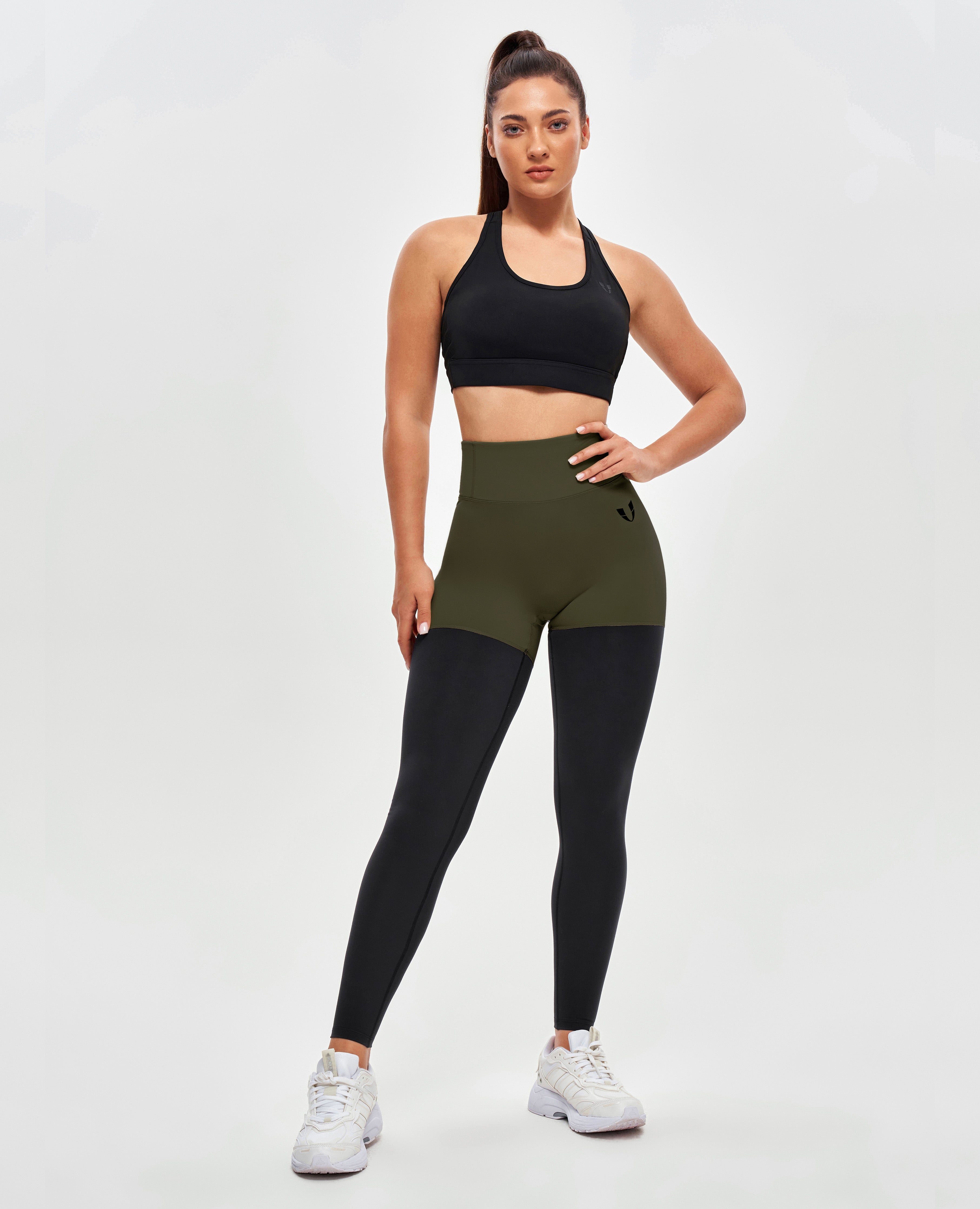 FIRM ABS Cargo Athletic Leggings - Dark Green and Black - view 5