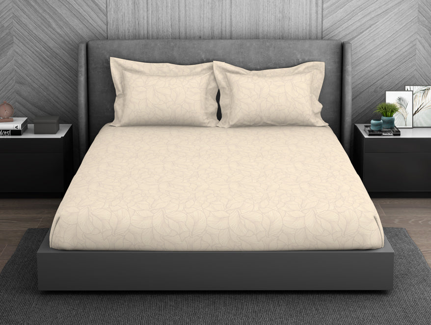 Spaces India Floral 100% Cotton King Size Bedsheet - Elegance Faux Jacquard by Spaces