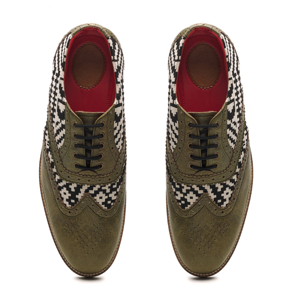 Banjaaran India Texo Brogues Men – Olive - view 2