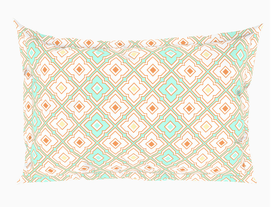 Spaces India Geometric Brook Green - Light Aqua 100% Cotton King Fitted Sheet - Dainty By Spaces-1065831 - view 5