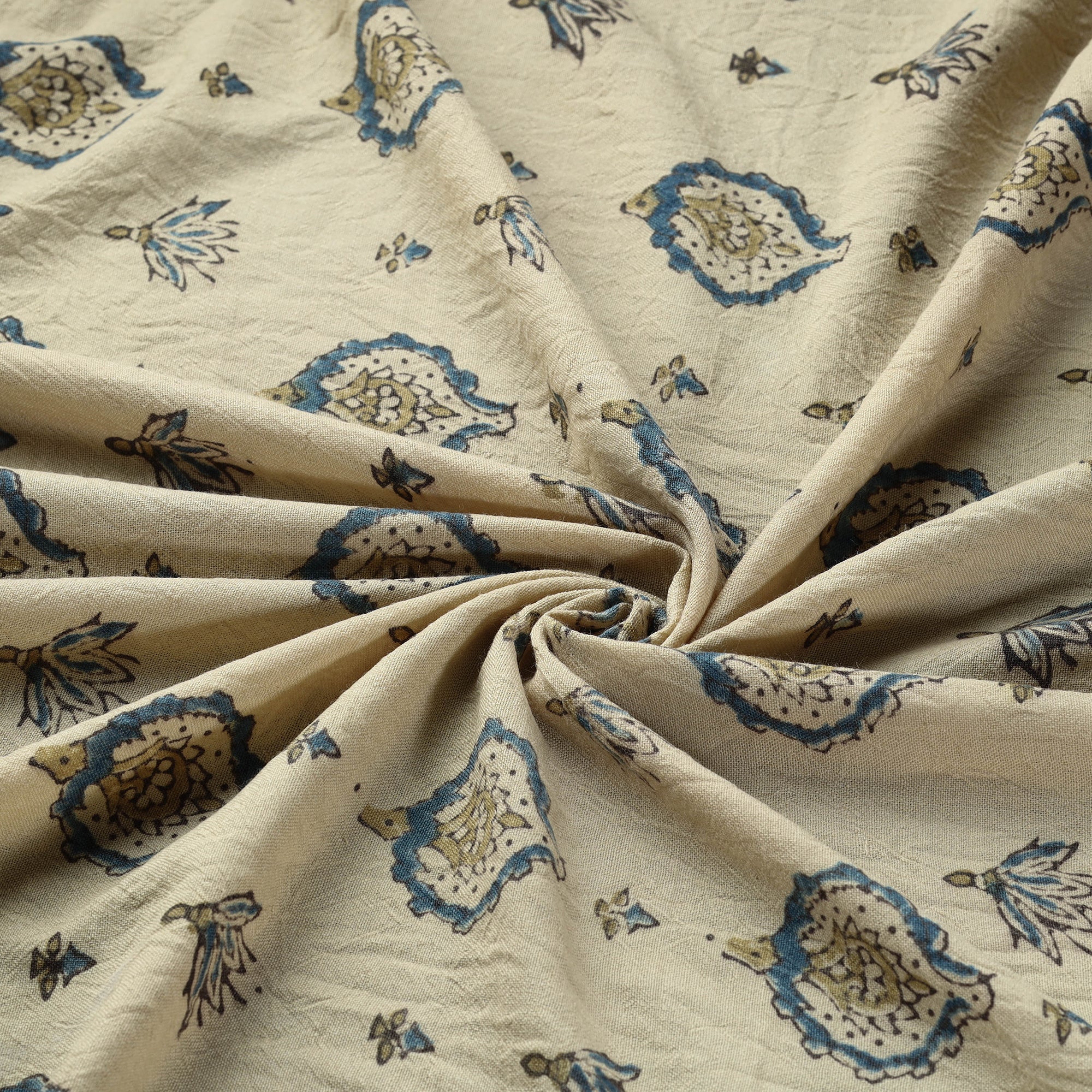 AJRAKH BY JABBAR KHATRI Beige - Pure Wool Handloom Ajrakh Print Fabric 12 - view 5