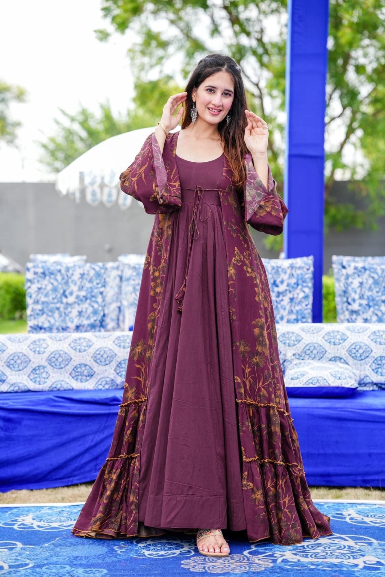 Idaho-o Kashvi muslin shrug set - view 2