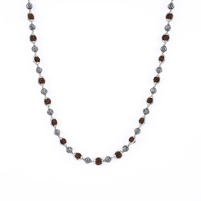 Prinjal Jewellers Rudraksha Capping Silver Mala (Om Beads) - view 4
