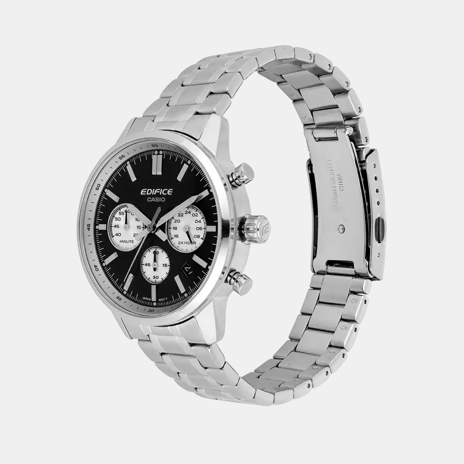 Casio Edifice Men Quartz Black & White Dial Multi-Function Stainless Steel Watch ED655 - view 2