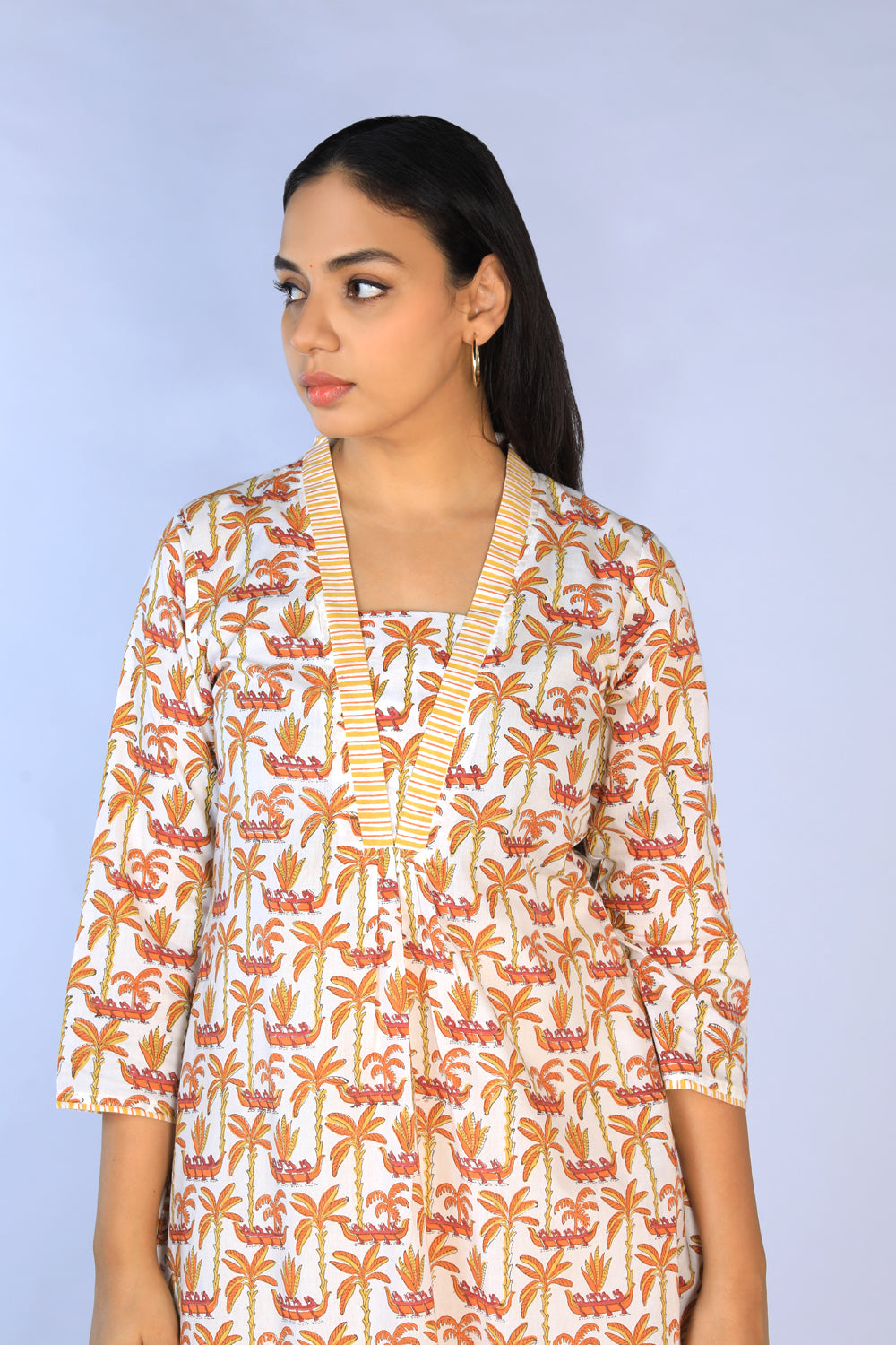 Kalanjali Ethnics Handblock Printed A-line Kurti with pants set - view 7