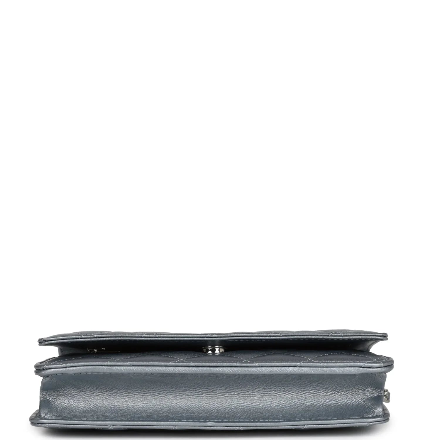 Cop Underdog Chanel Wallet On Chain WOC Silver Metallic Lambskin Silver Hardware - view 9