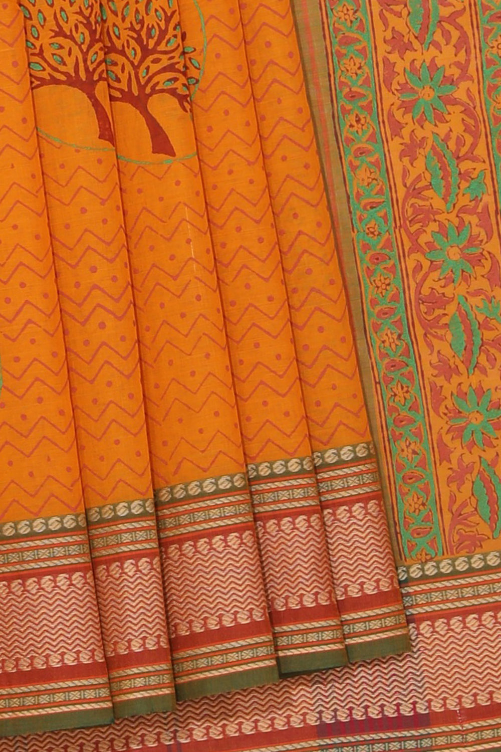 Kalanjali Ethnics Hand block printed cotton saree