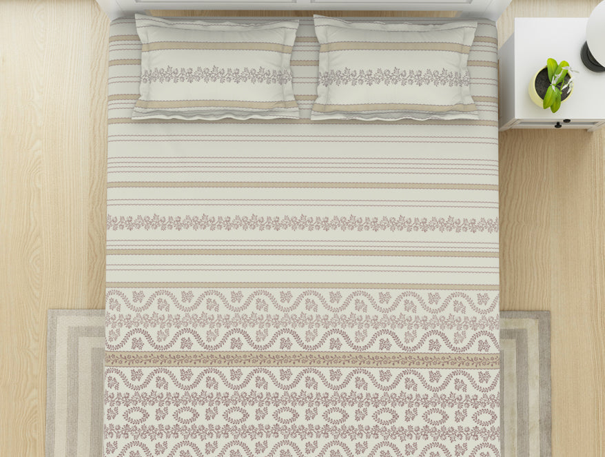 Spaces India Geometric Colud Dancer - White 100% Cotton King Fitted Sheet - Gypsy By Spaces - view 3