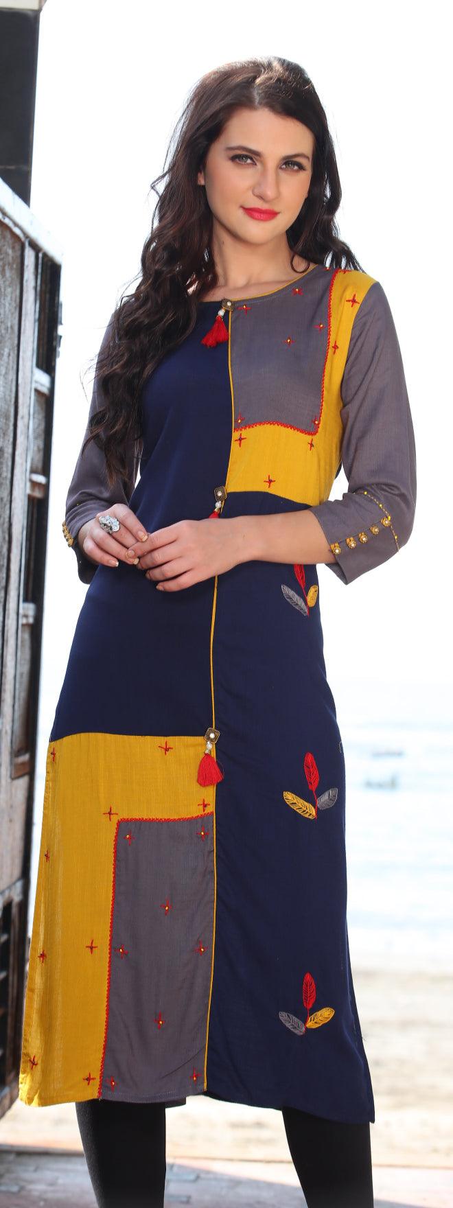 Peachmode Multi Colored Designer Casual Rayon Kurti - view 4