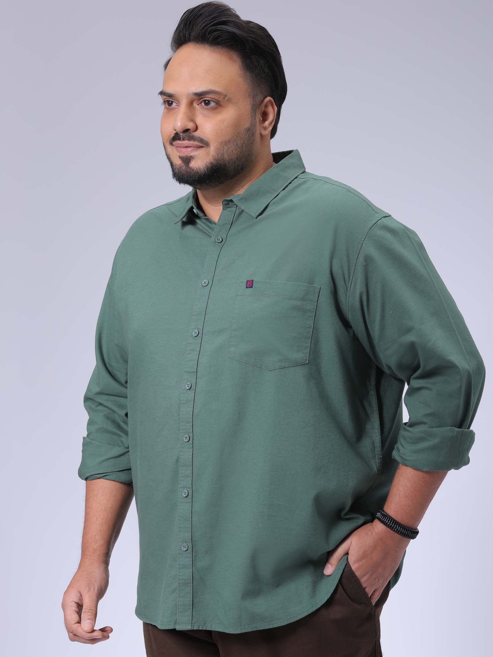 HARDSODA Men's Plus Size Green Regular Fit Solid Casual Shirt - view 4