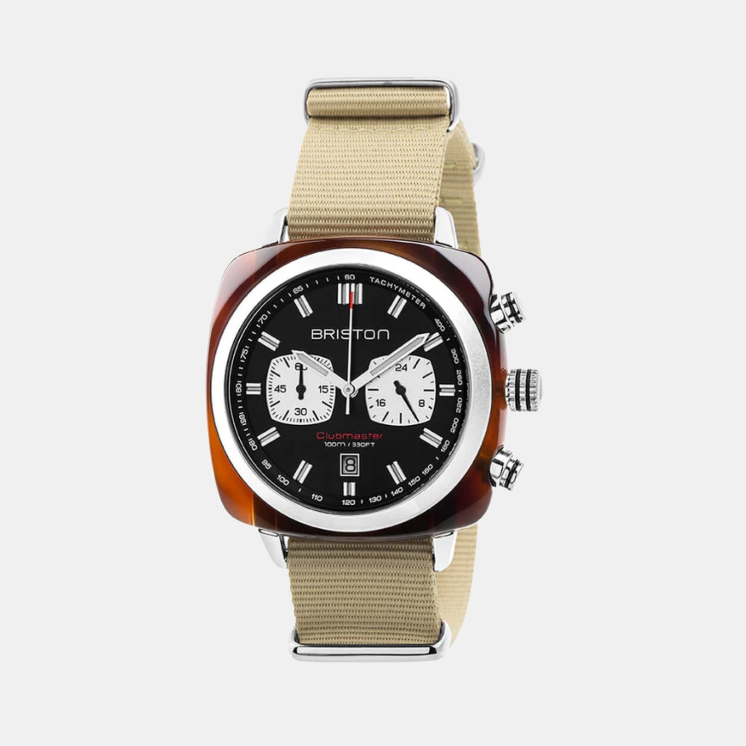Briston Clubmaster Sport Men Quartz Black Dial Chronograph Nato Watch 17142.SA.TS.1.NK