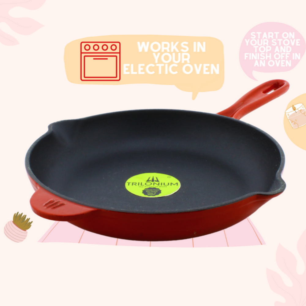 Trilonium Enamel Cast Iron 26 cm Skillet | Pan | Red - view 10