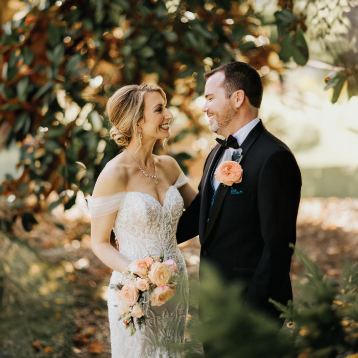 fiftyflowers.com Peach Rose Garden Summer Wedding
