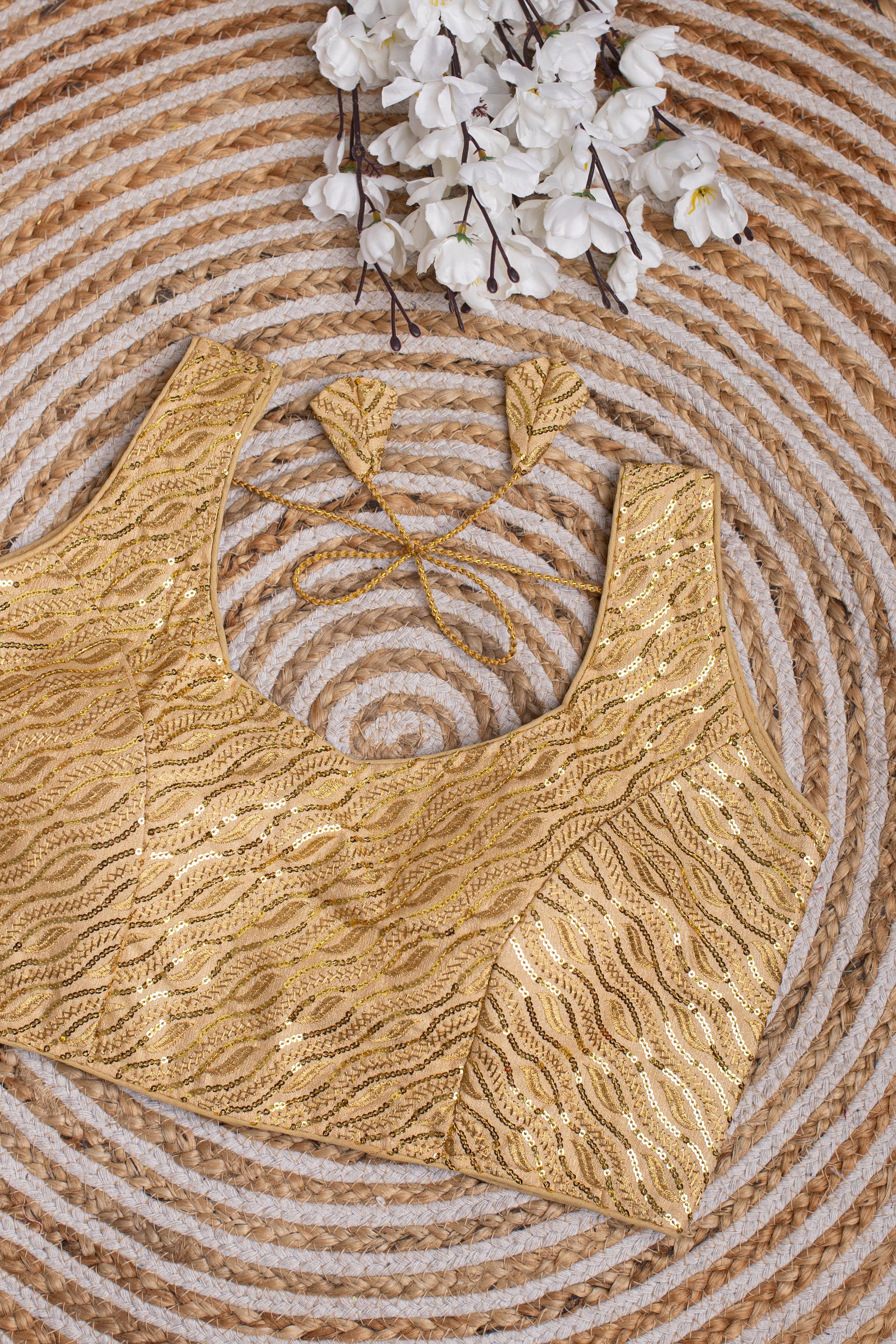 ClothsVilla Cream Kashish Silk Blouse with Tone-to-Tone Sequin Work