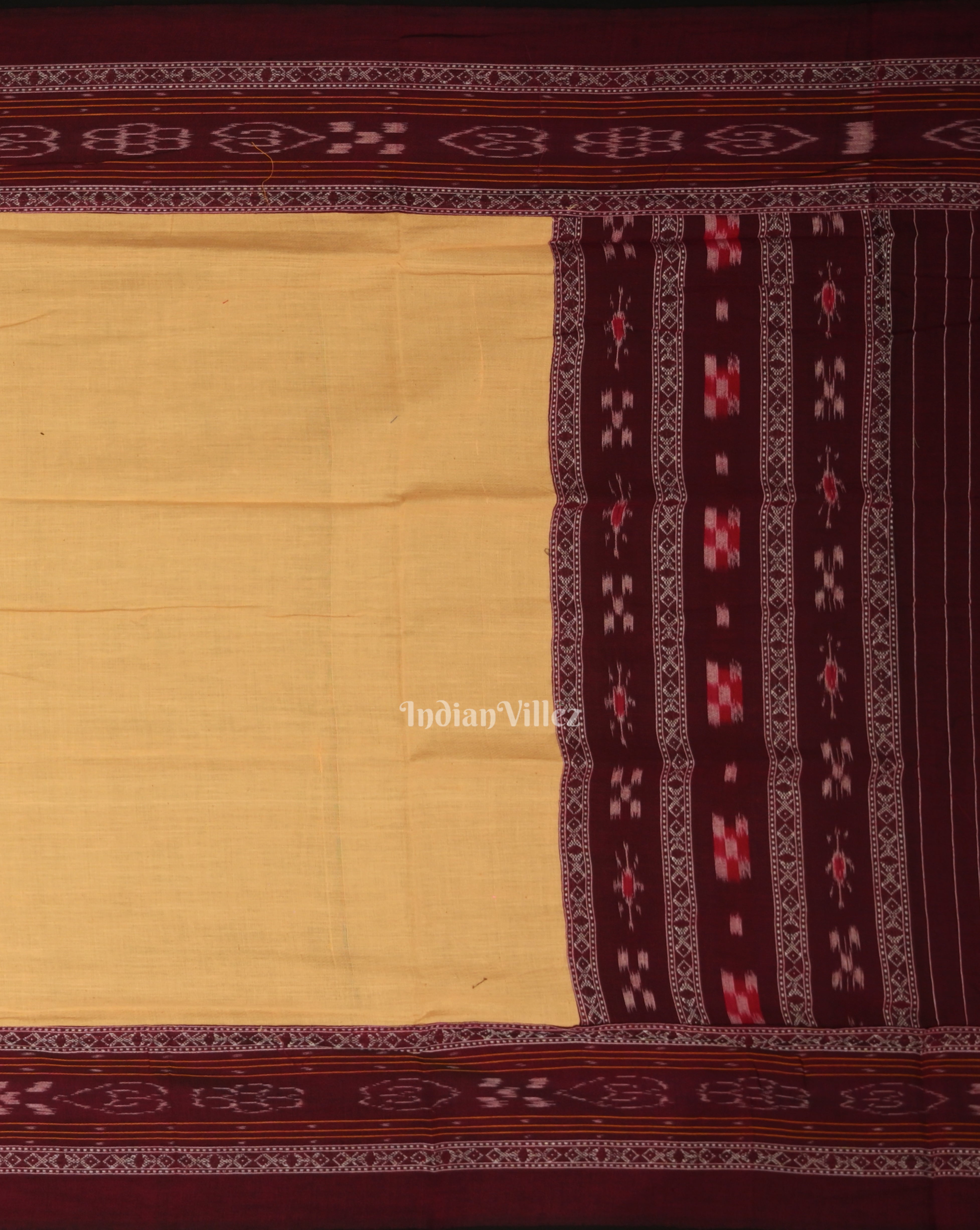 IndianVillèz Purple Cream Pasapali Sambalpuri Cotton Dress set with Dupatta - view 3