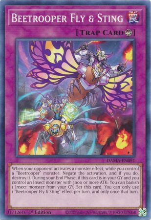 Beetrooper fly sting – Yu-Gi-Oh! Beetrooper Fly & Sting - DAMA-EN091 - Common - 1st Edition