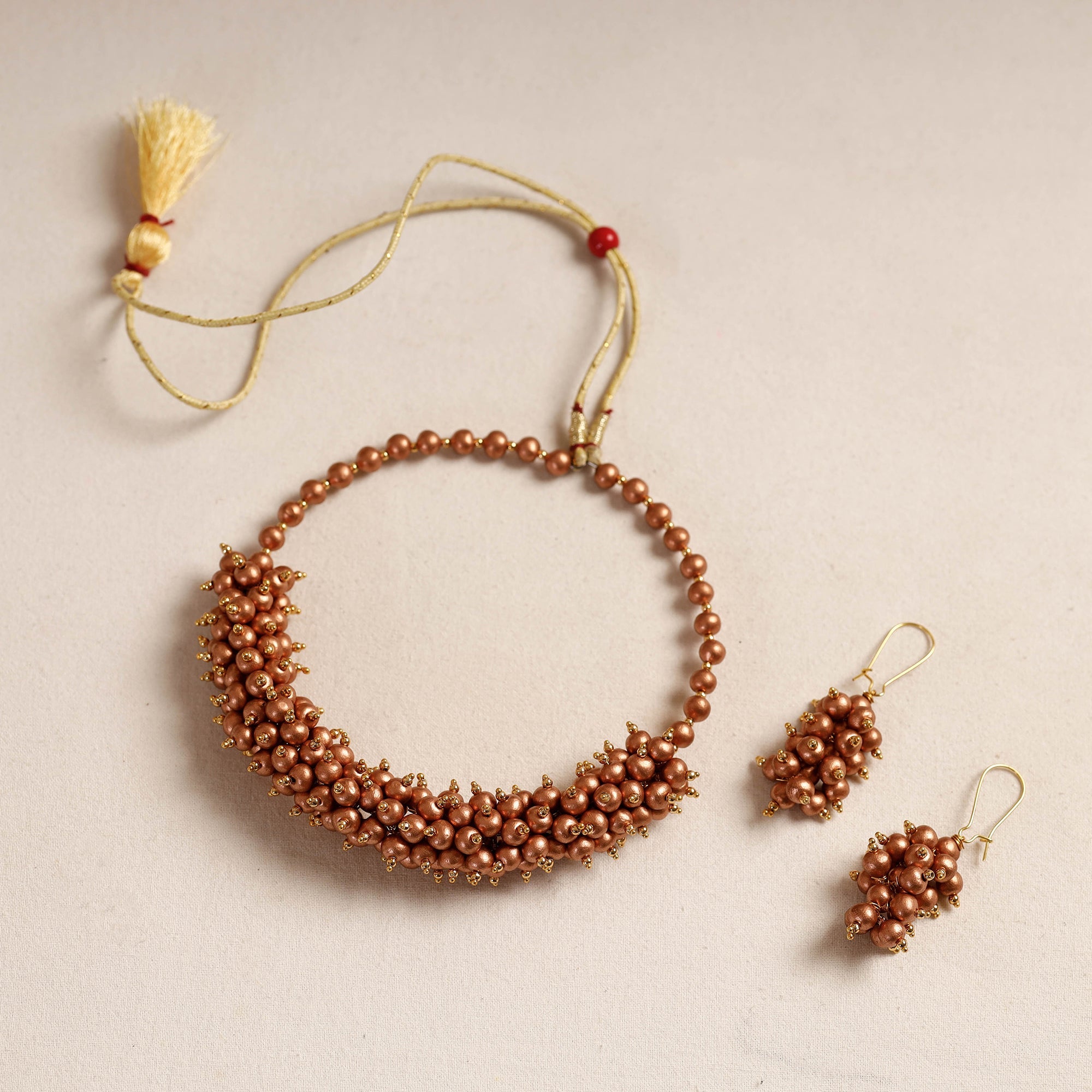 KHUSHBASH - HAPPY LOOM OF EAST Bishnupur Handpainted Terracotta Necklace Set - view 2