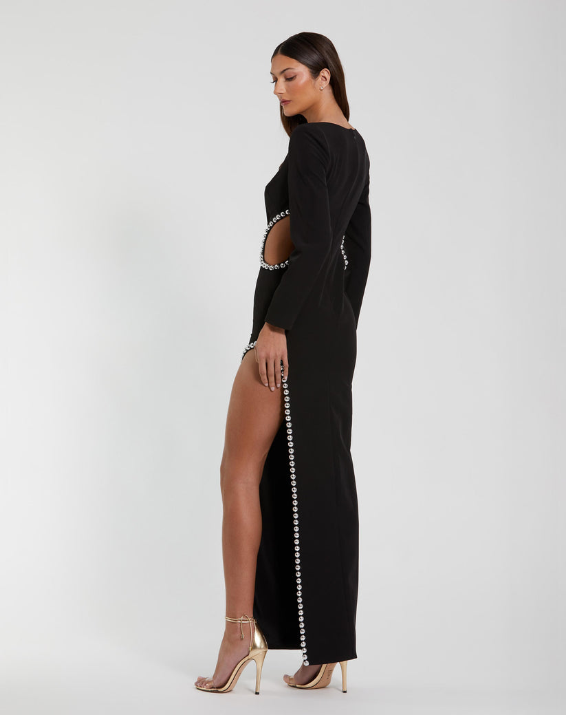 Mac Duggal 44049 Beaded Long Sleeve Fitted Evening Formal Dress - view 2