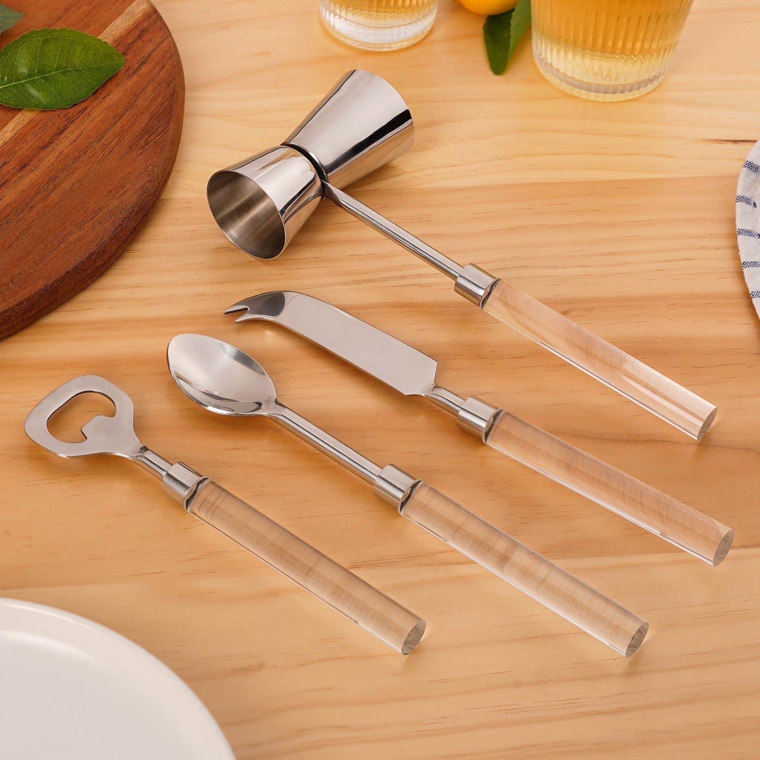 Nestasia Contemporary Chic 4 Piece Stainless Steel Bar Tool Set