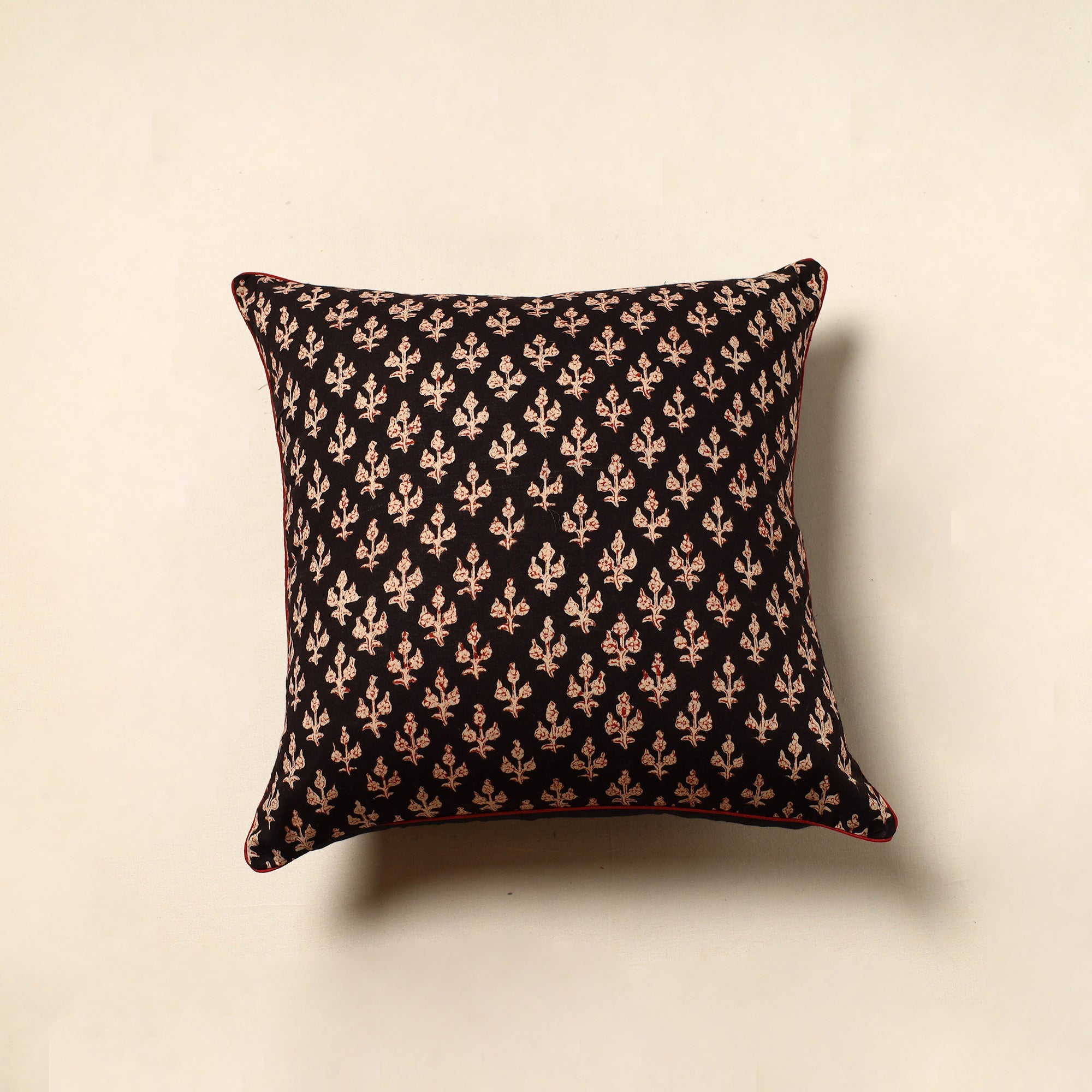 NOORI BAZAR Black - Cotton Block Printed Bagru Cushion Cover (16 x 16 in) 19