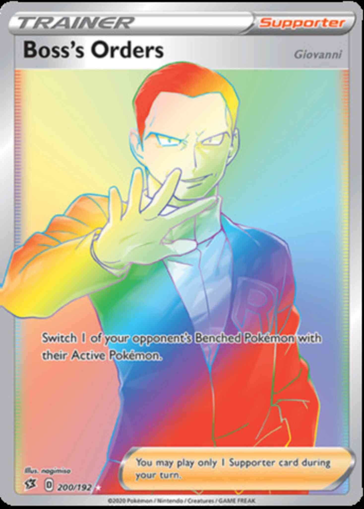 Rare secret swsh2-200 – Pokémon Boss's Orders (Giovanni) - 200/192 - Rare Secret [swsh2-200] [Secret]