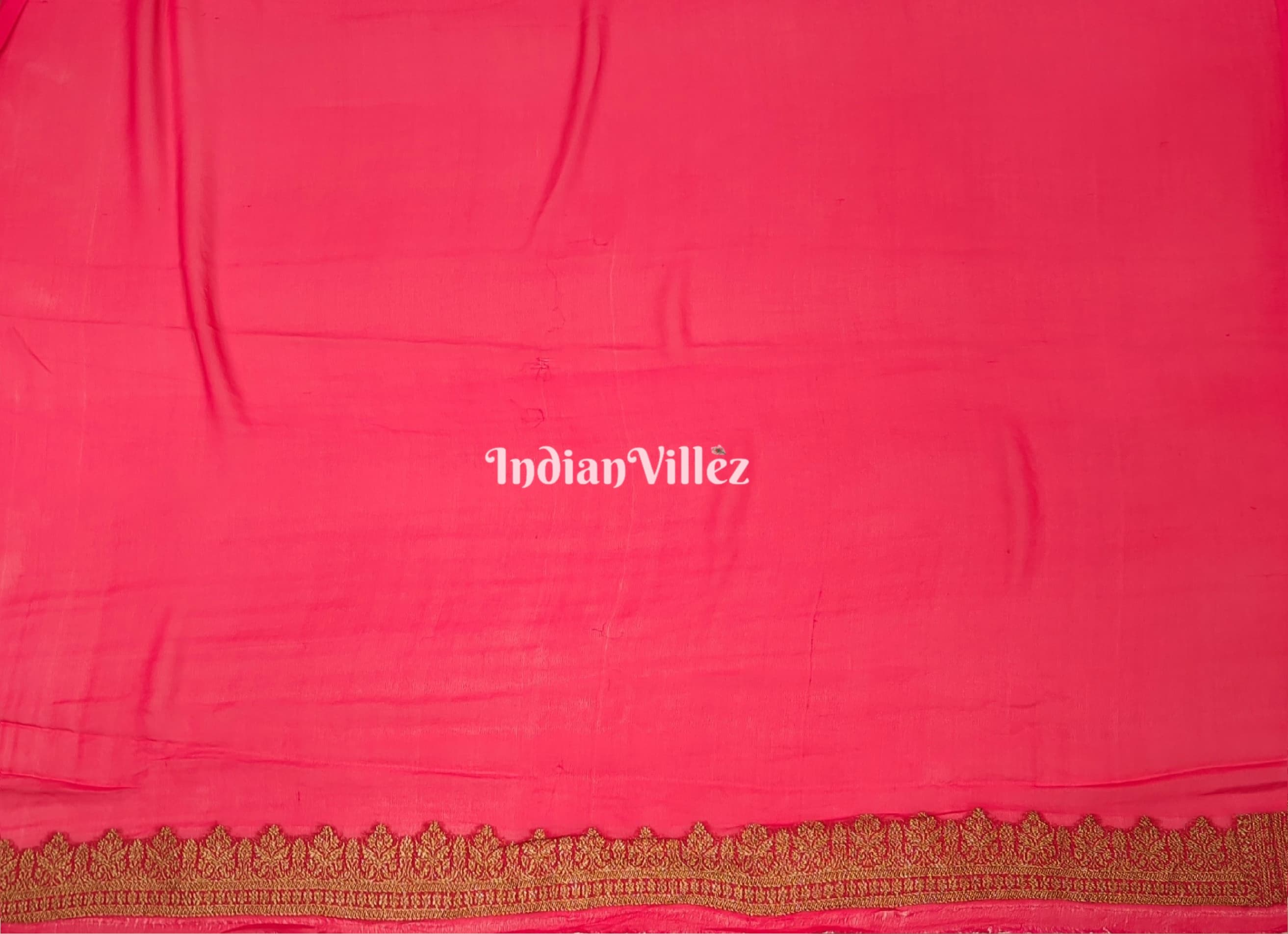IndianVillèz Wine Banarasi Georgette Shikargah Saree - view 4