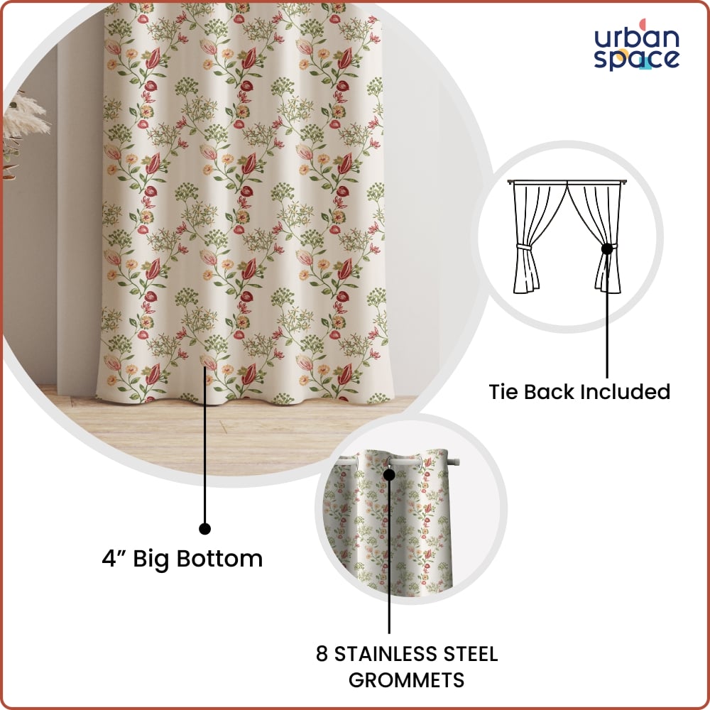 Urban Space -Home Furnishing Store Blackout Curtains, Digital Printed Curtains, Pack of 2 Curtains - Gulmohar - view 4