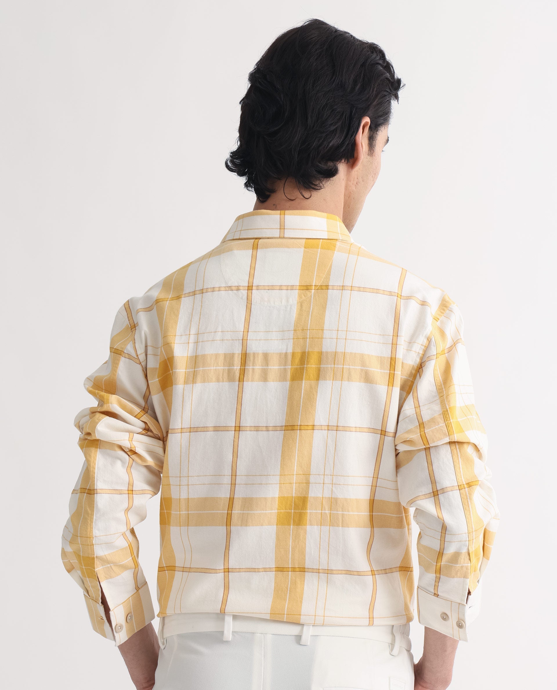 Rare Rabbit Men's Bern Yellow Cotton Fabric Full Sleeves Checks Shirt - view 8