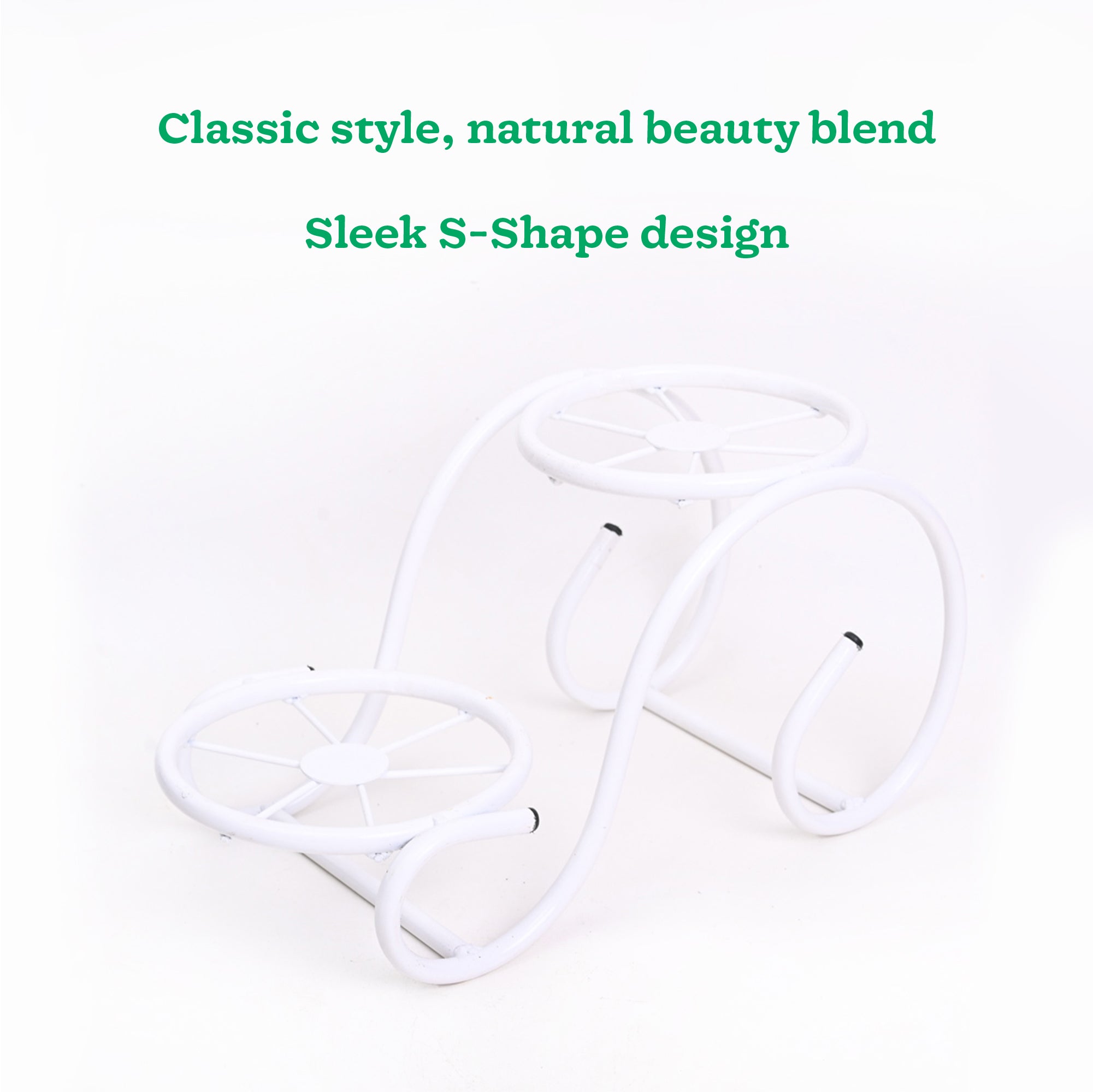 Ugaoo Swirl Decorative Plant stand- Set of 2- White - view 2
