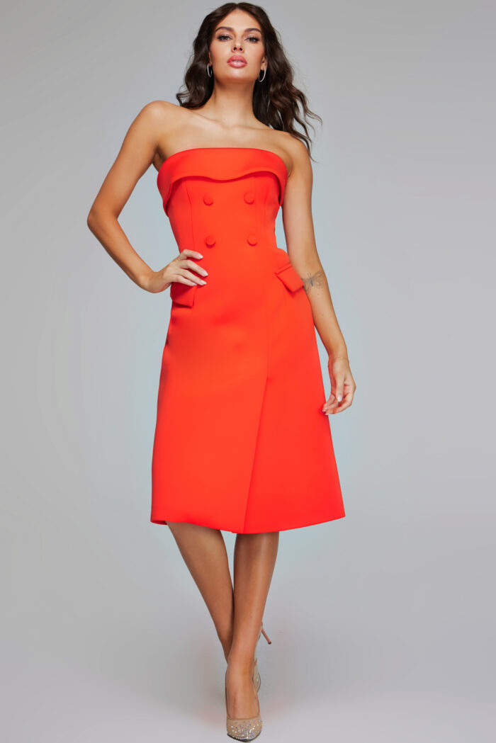 Jovani 39743 Tea Length Formal Dress – Orange