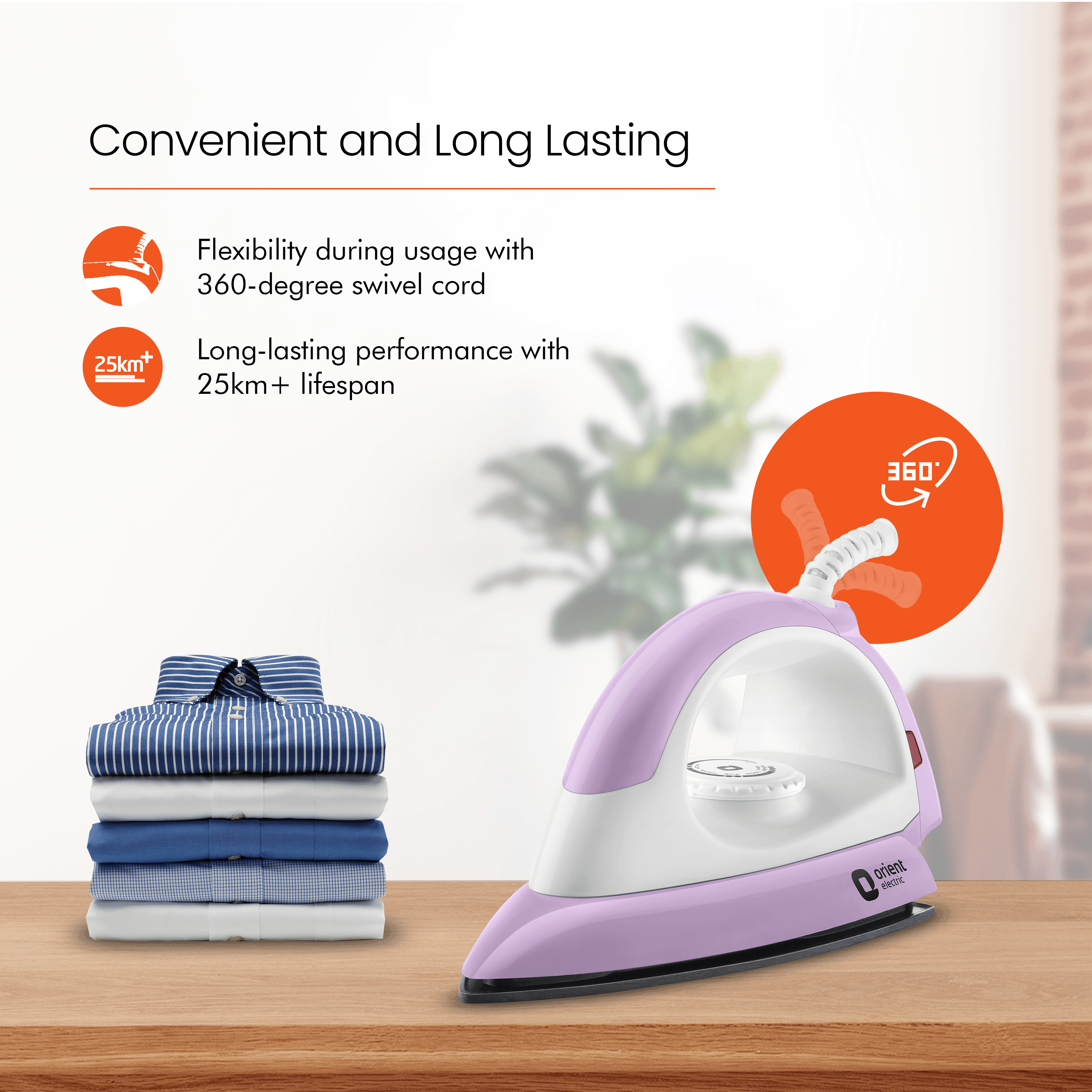 orientelectric Panache Plus Non-Stick Weillburger-Coated Soleplate Dry Iron - view 4
