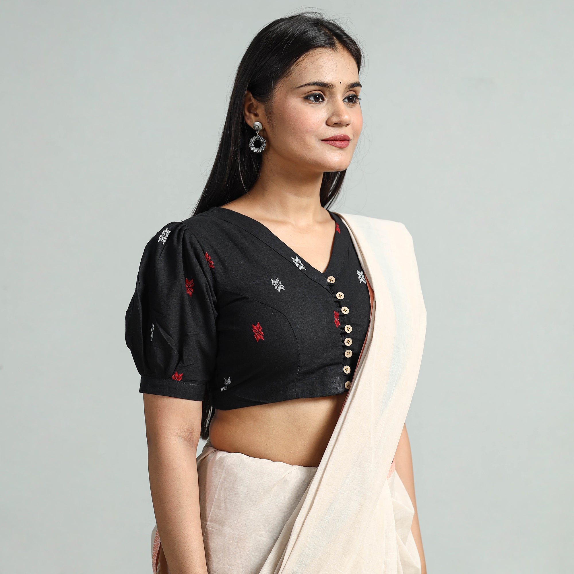 ITOKRI CASUALS Black - Jacquard Weave Cotton Stitched Blouse 11 - view 2