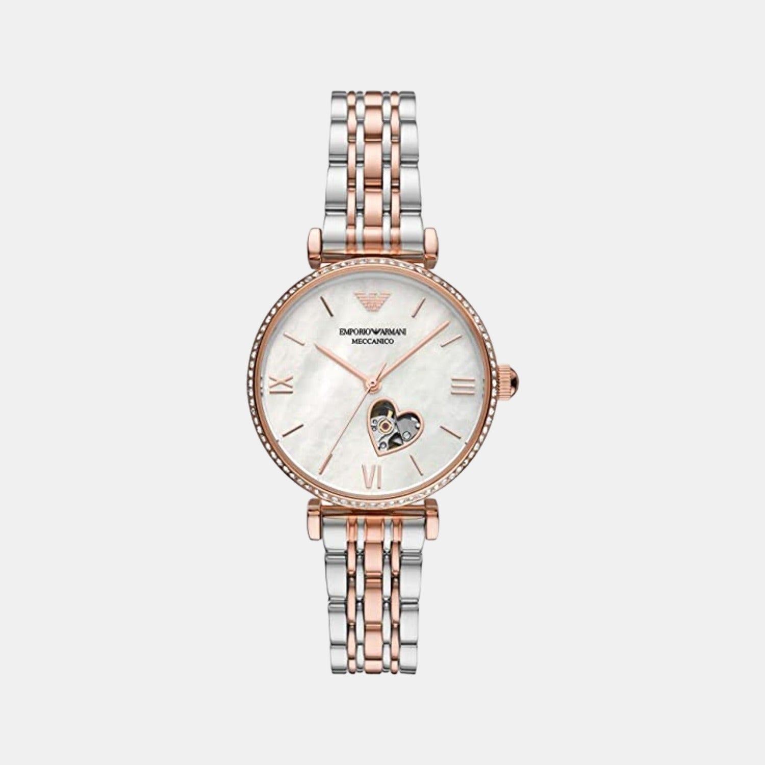 Emporio Armani Gianni T-Bar Women Automatic White Dial Analog Stainless Steel Watch AR60049