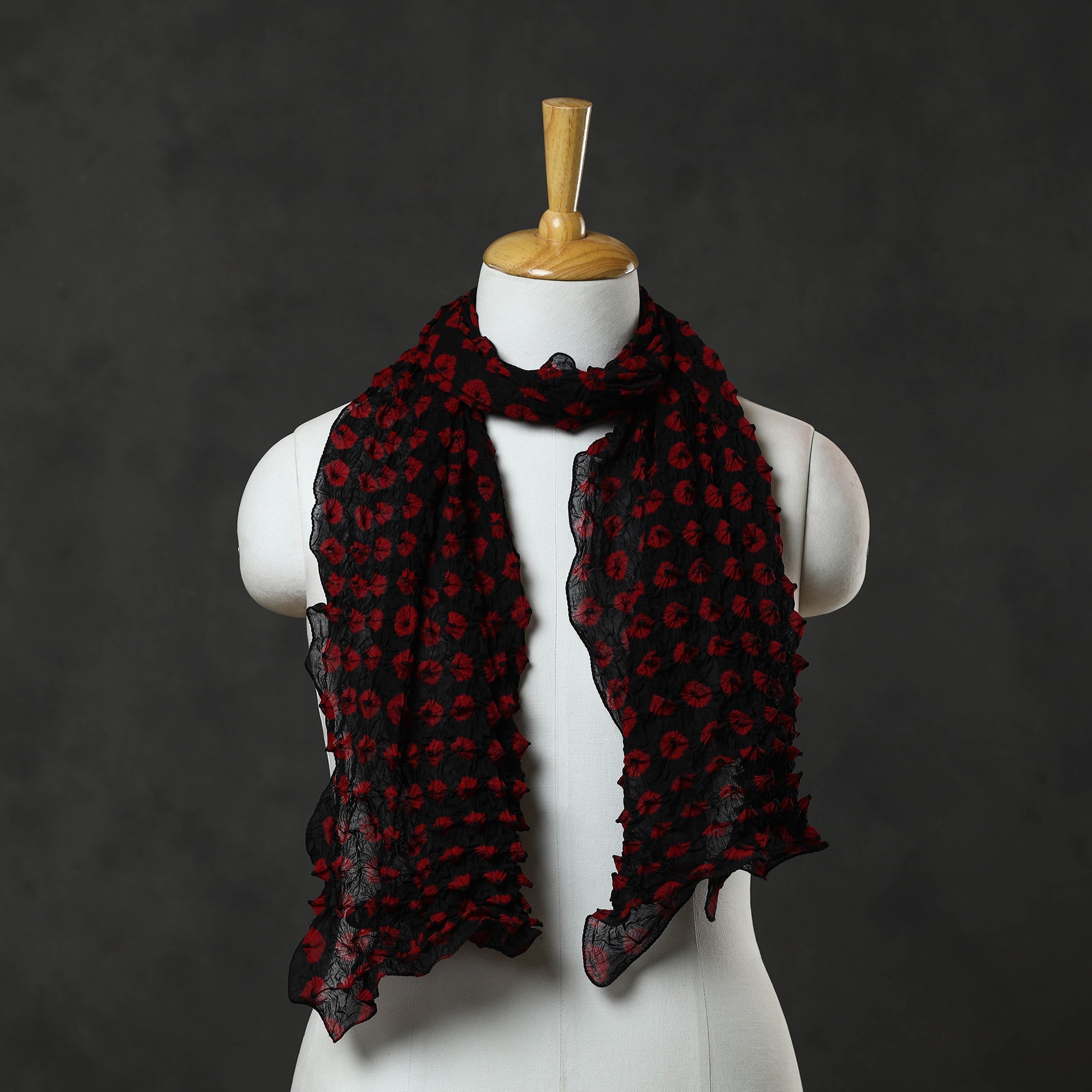 KACHCHH JI CHHAAP Black - Kutch Tie-Dye Cotton Bandhani Stole 10