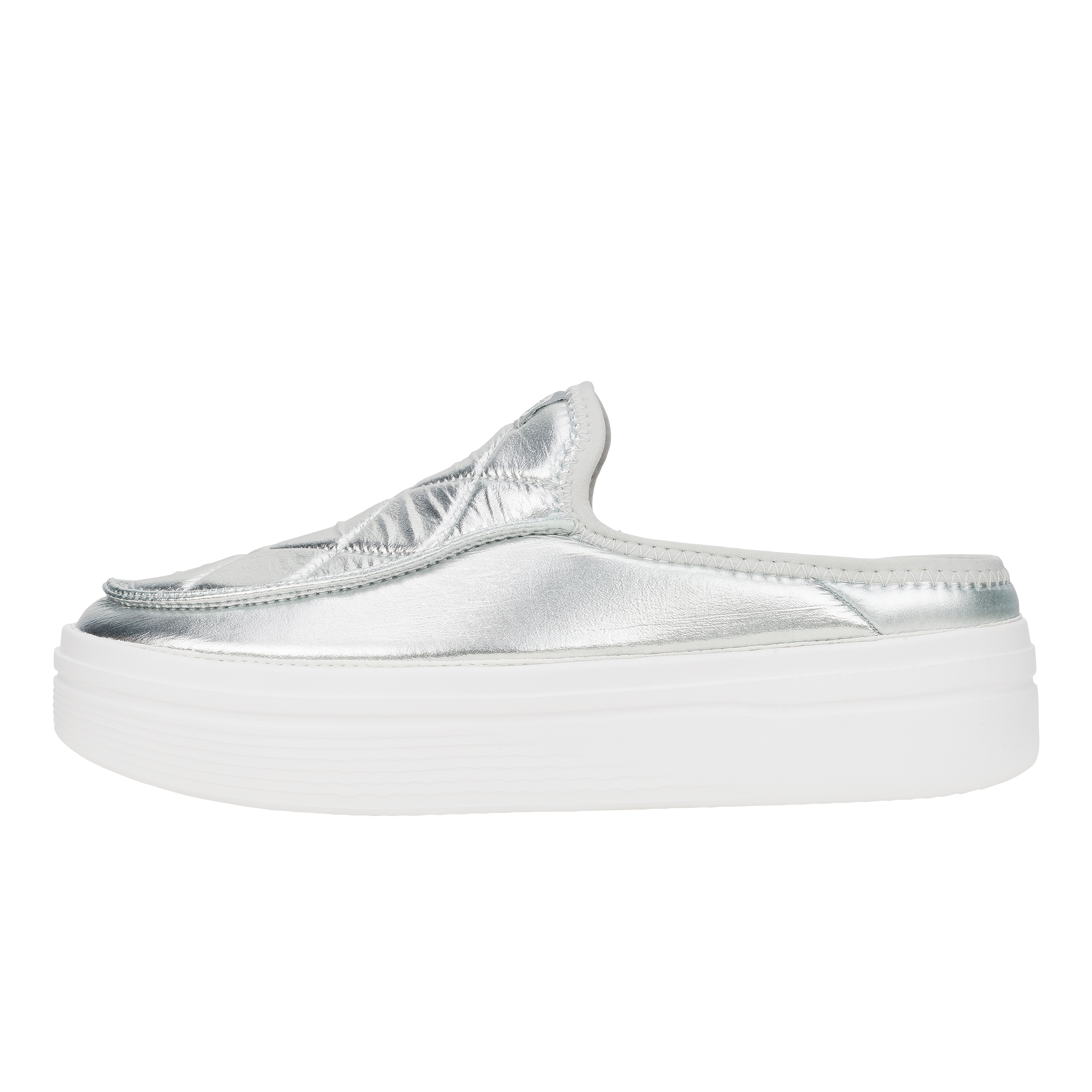 HEYDUDE shoes Austin Lift Metallic Puffer - Silver/White