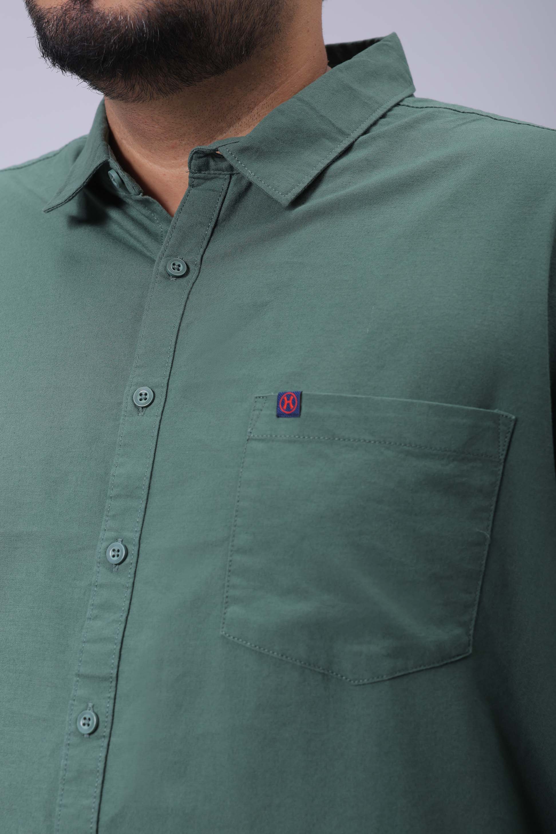 HARDSODA Men's Plus Size Green Regular Fit Solid Casual Shirt - view 6