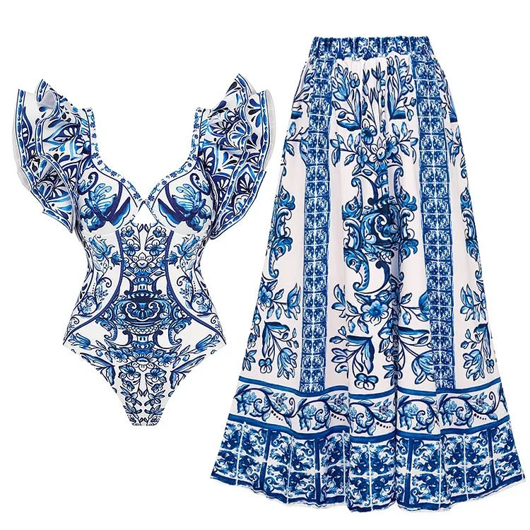 Alamode By Akanksha Maria One Pc Swimsuit with Skirt - view 3