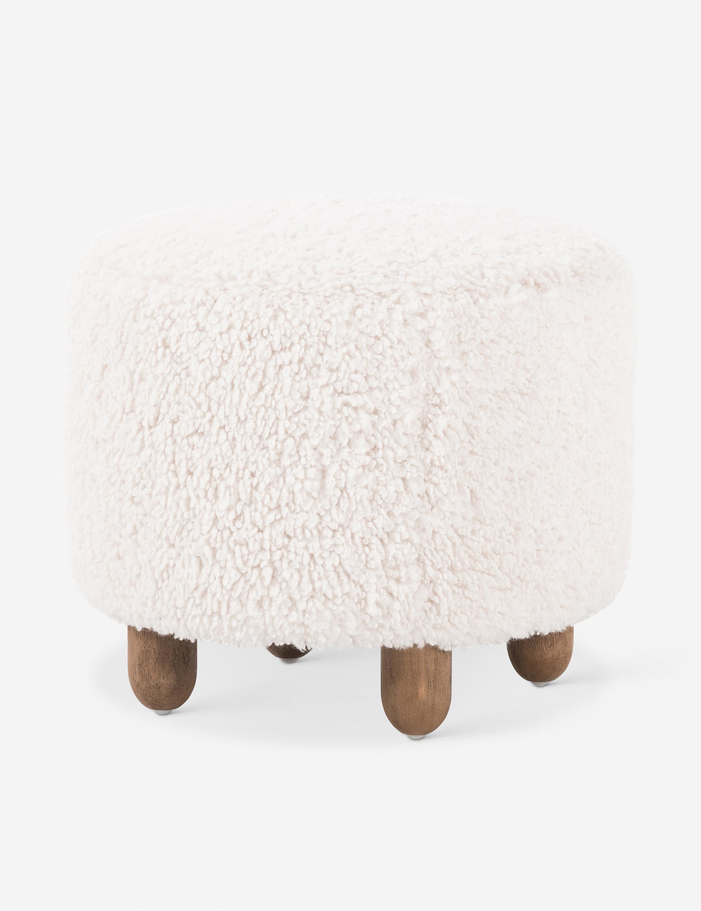 Lulu and Georgia Genevieve Round Ottoman – Ivory Sheepskin - view 3