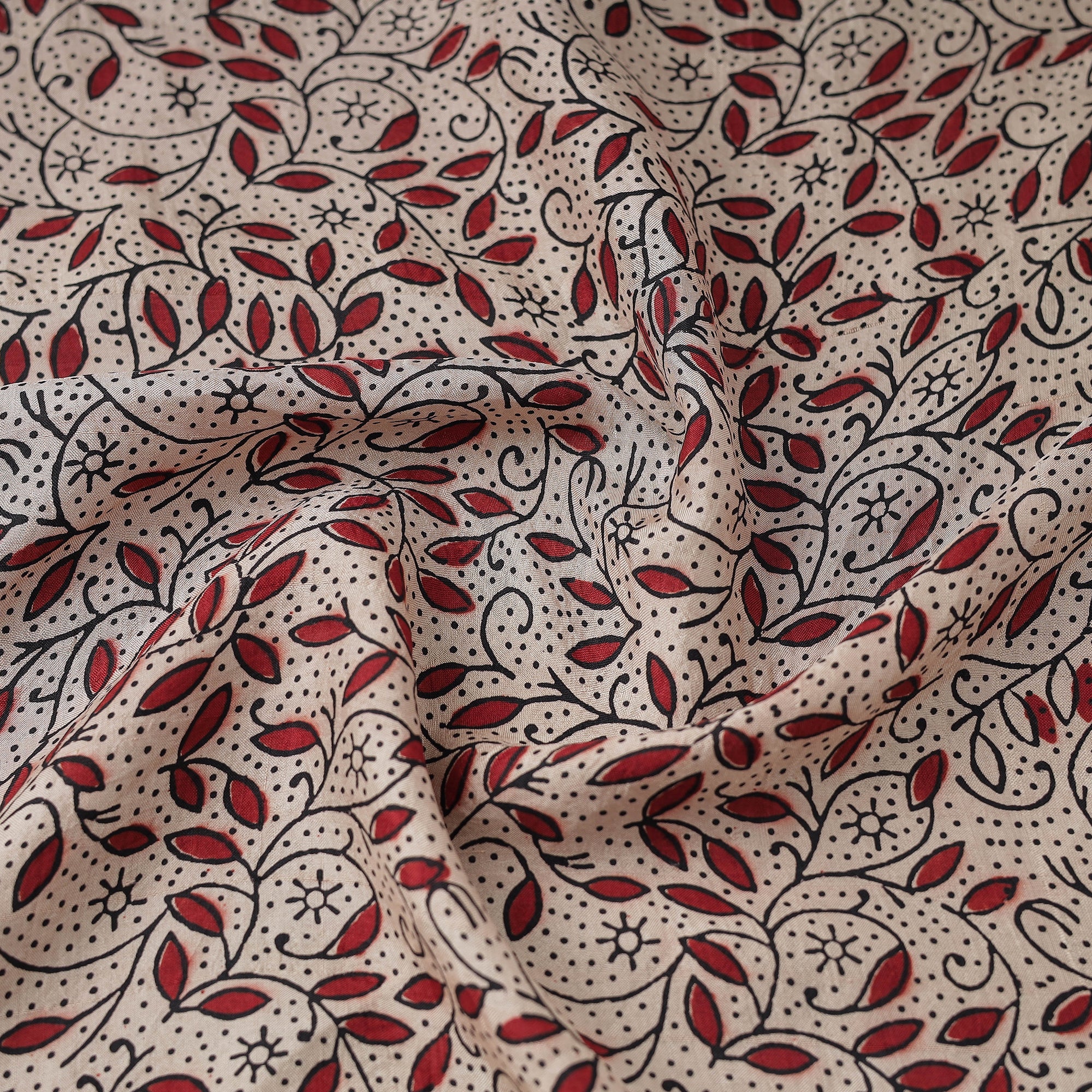 BAGH PRINTS BY UMAR FARUK KHATRI Beige - Mulberry Silk Bagh Print Fabric 11 - view 3
