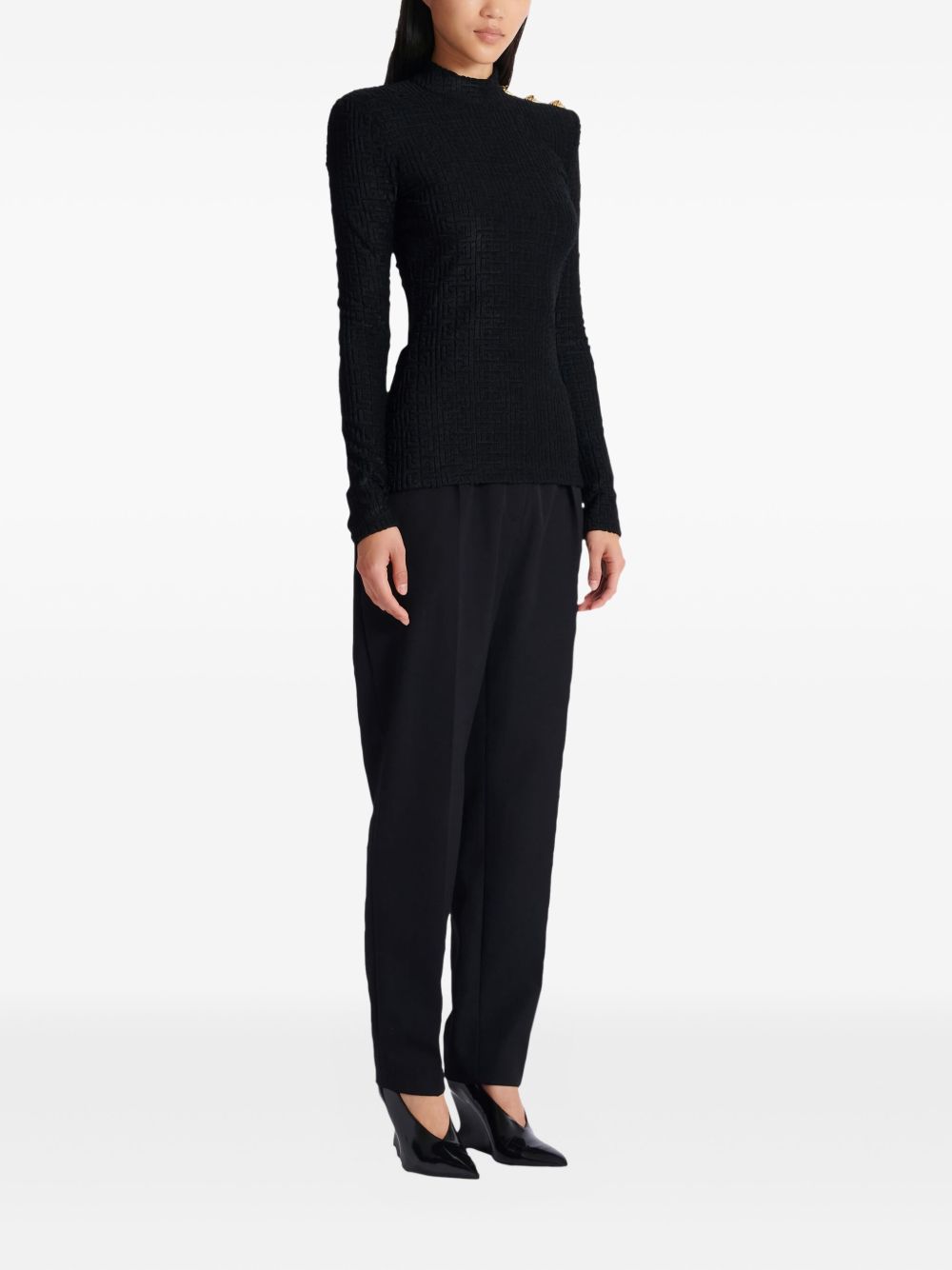 Balmain monogram high-neck top - view 2