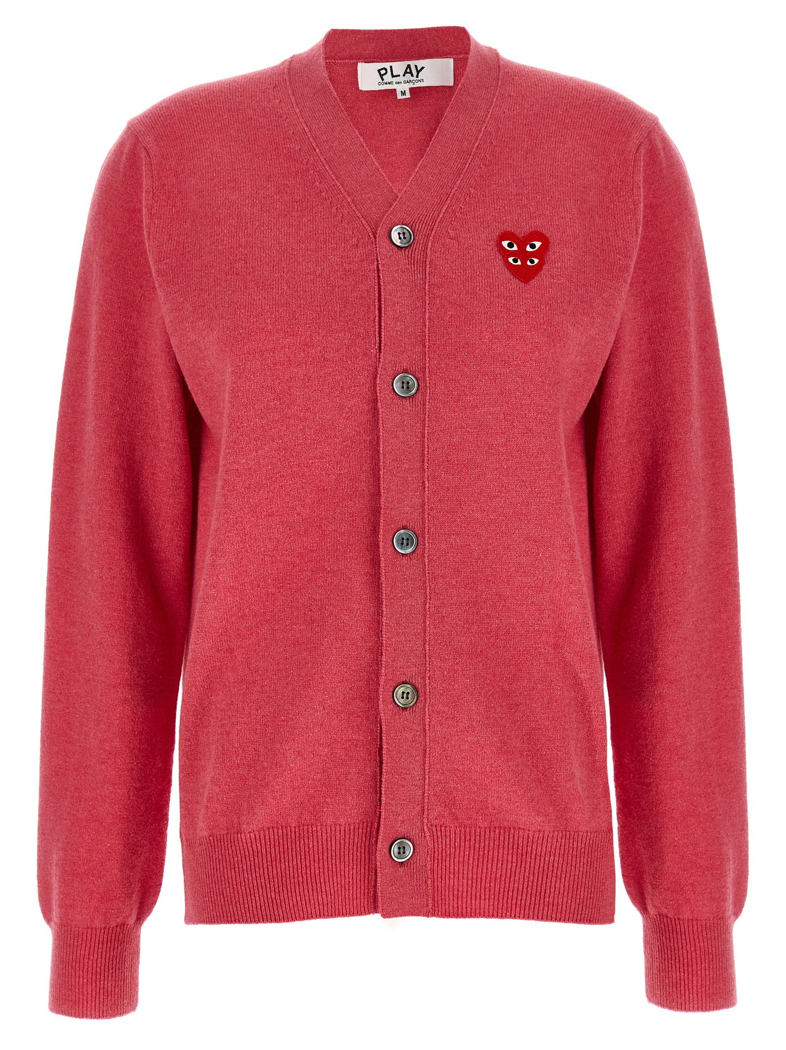 Comme Des Garçons Play Double Red Emblem Cardigan