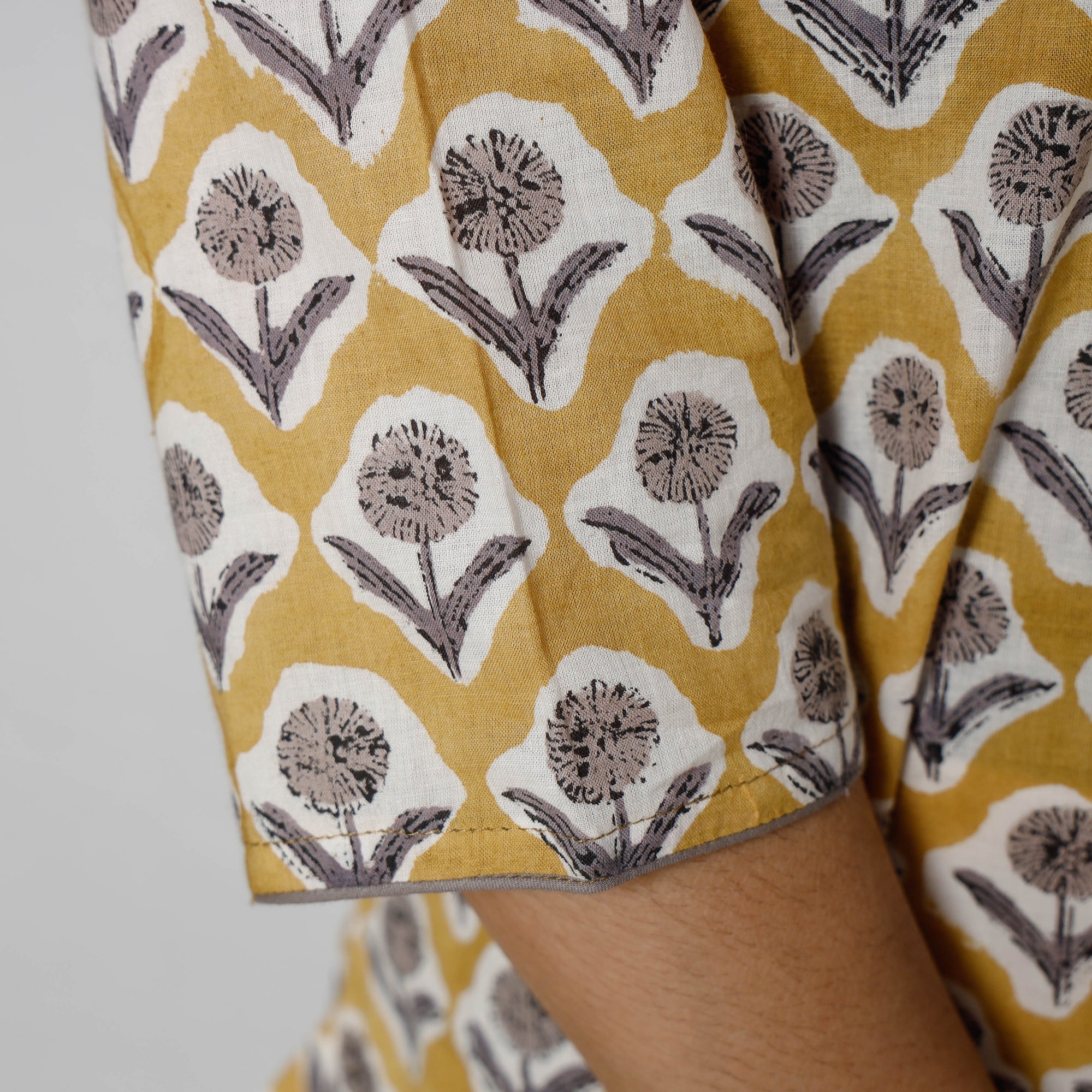 ITOKRI CASUALS Beige - Sanganeri Block Printed Cotton Long Straight Kurta - view 6
