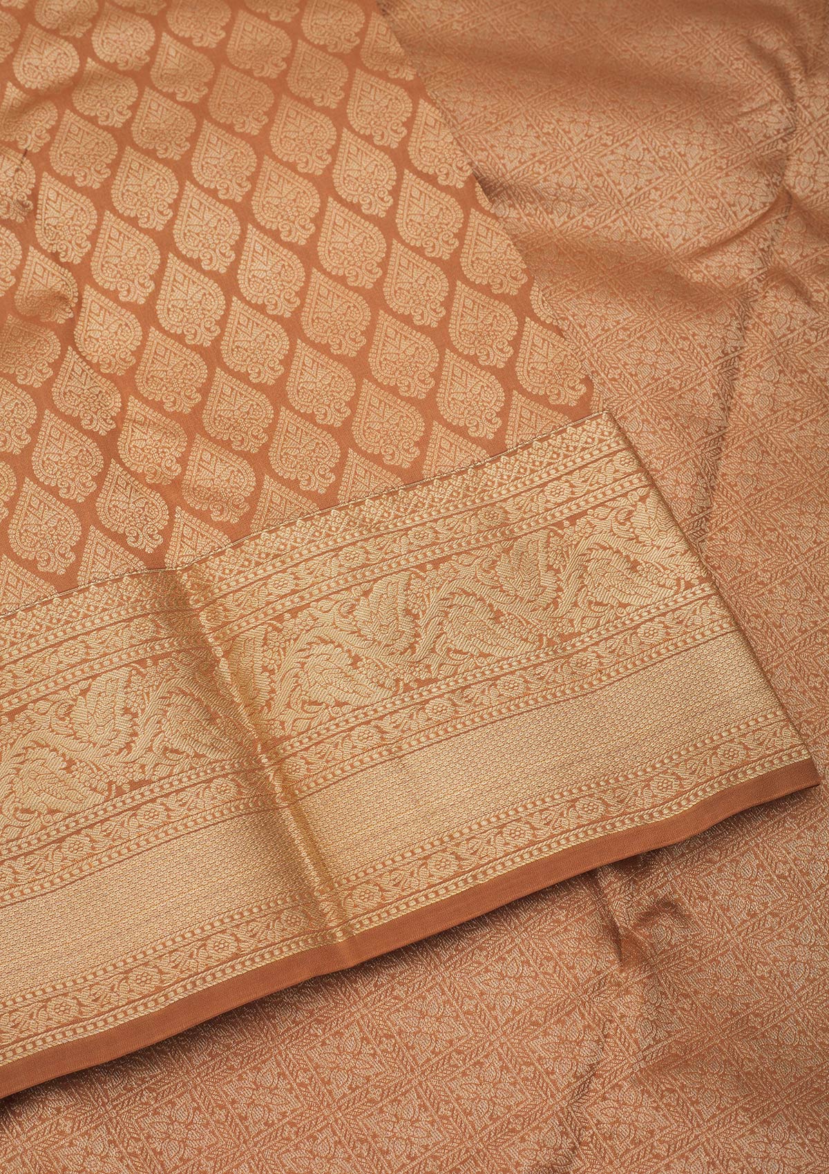 Koskii Light Brown Zariwork Pure Silk Saree – Women's - view 4