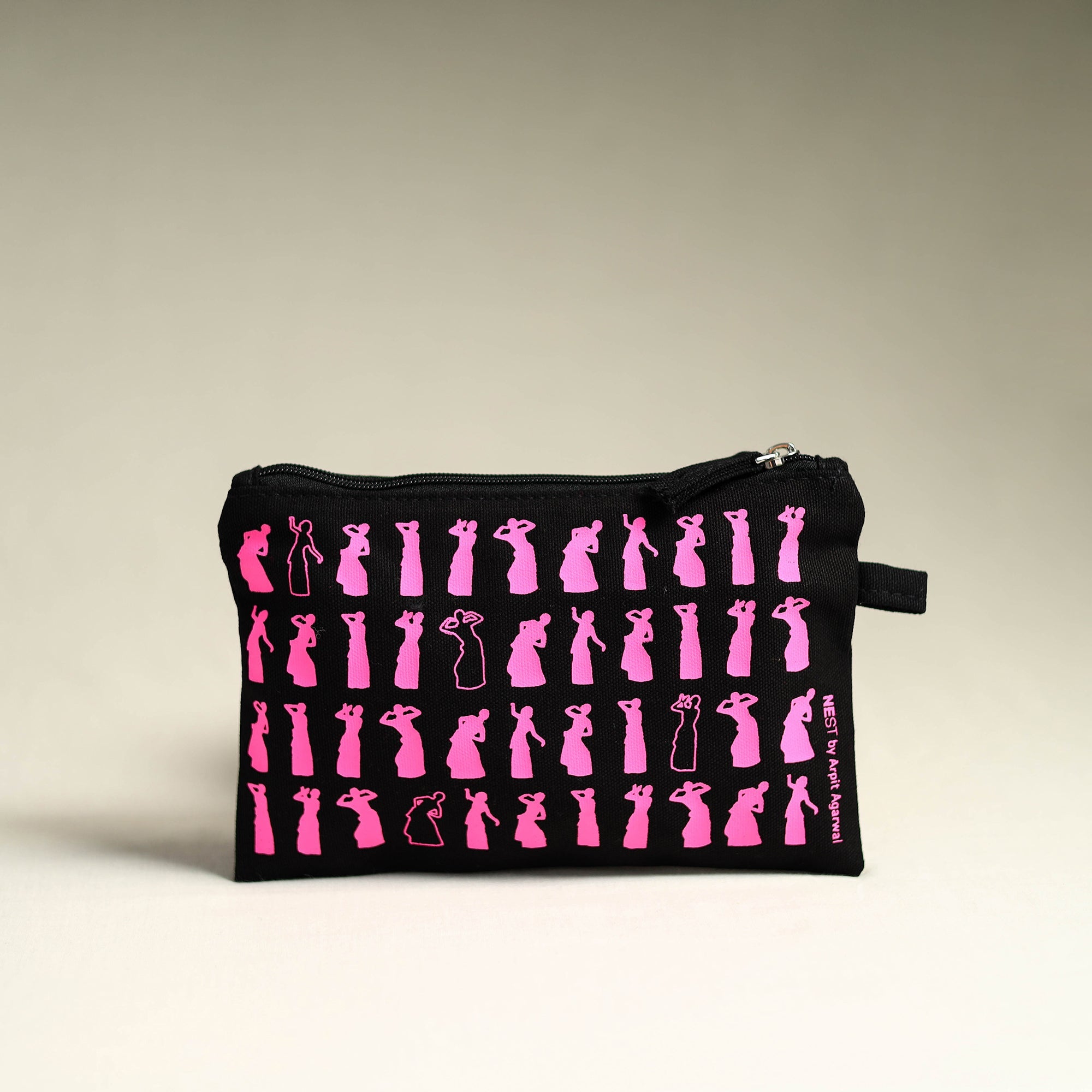 NEST BY ARPIT AGARWAL Black - Assam Bihu Cotton Canvas Utility Pouch
